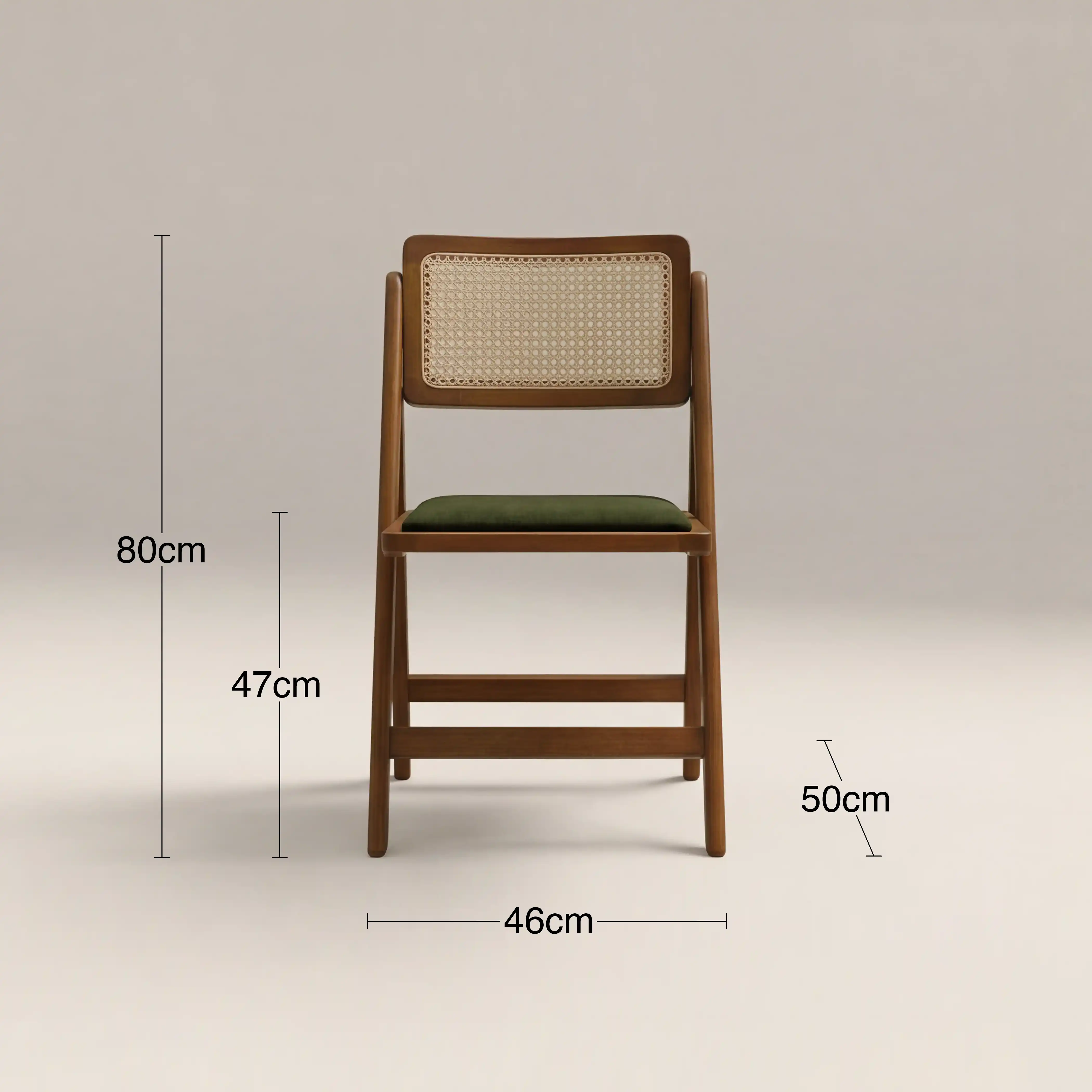 Elynn Folding Wooden Dining Chair | Olive Green Sustainable Velvet & Walnut - Image 7