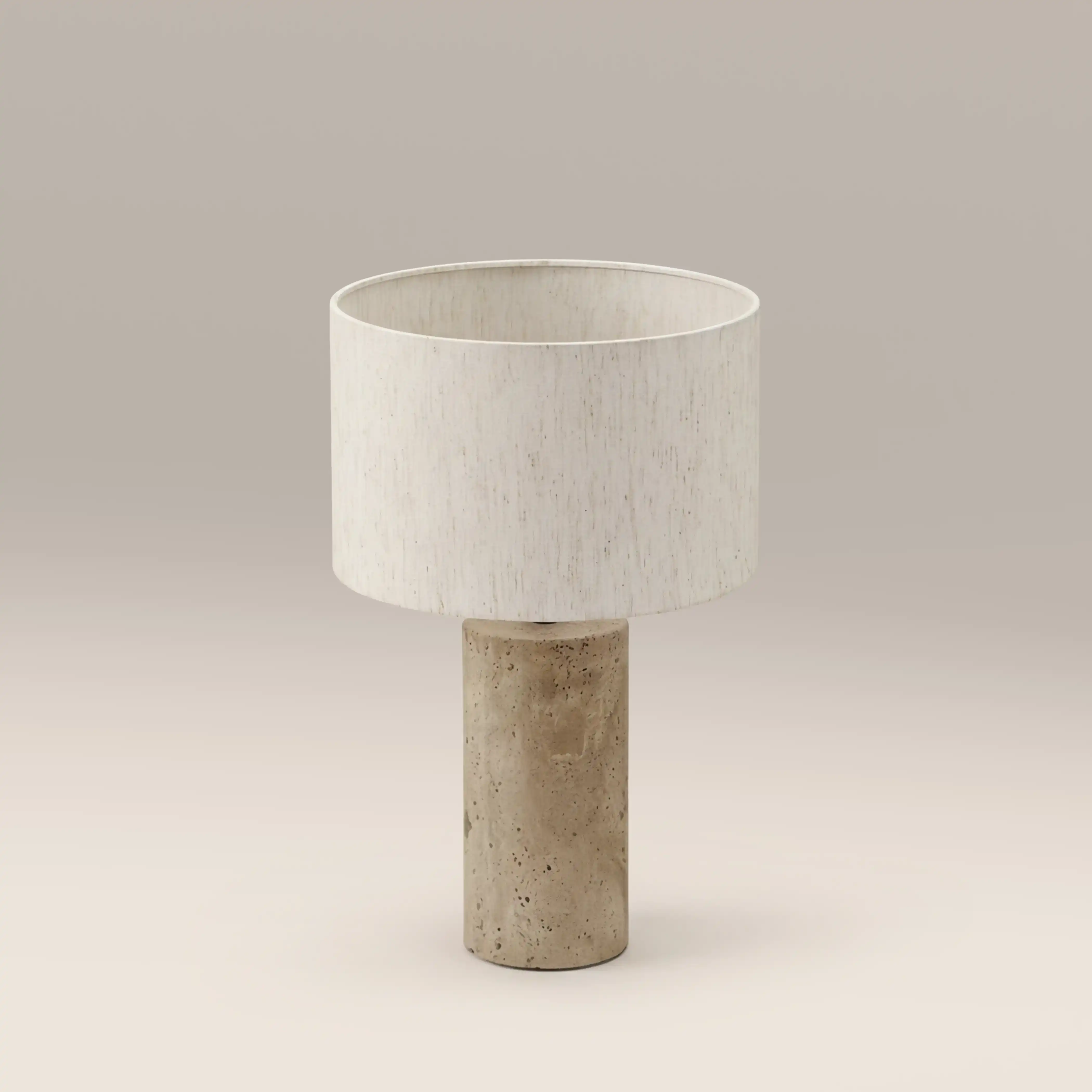 Emberlyn Table Lamp | White Linen & Natural Travertine - Image 3