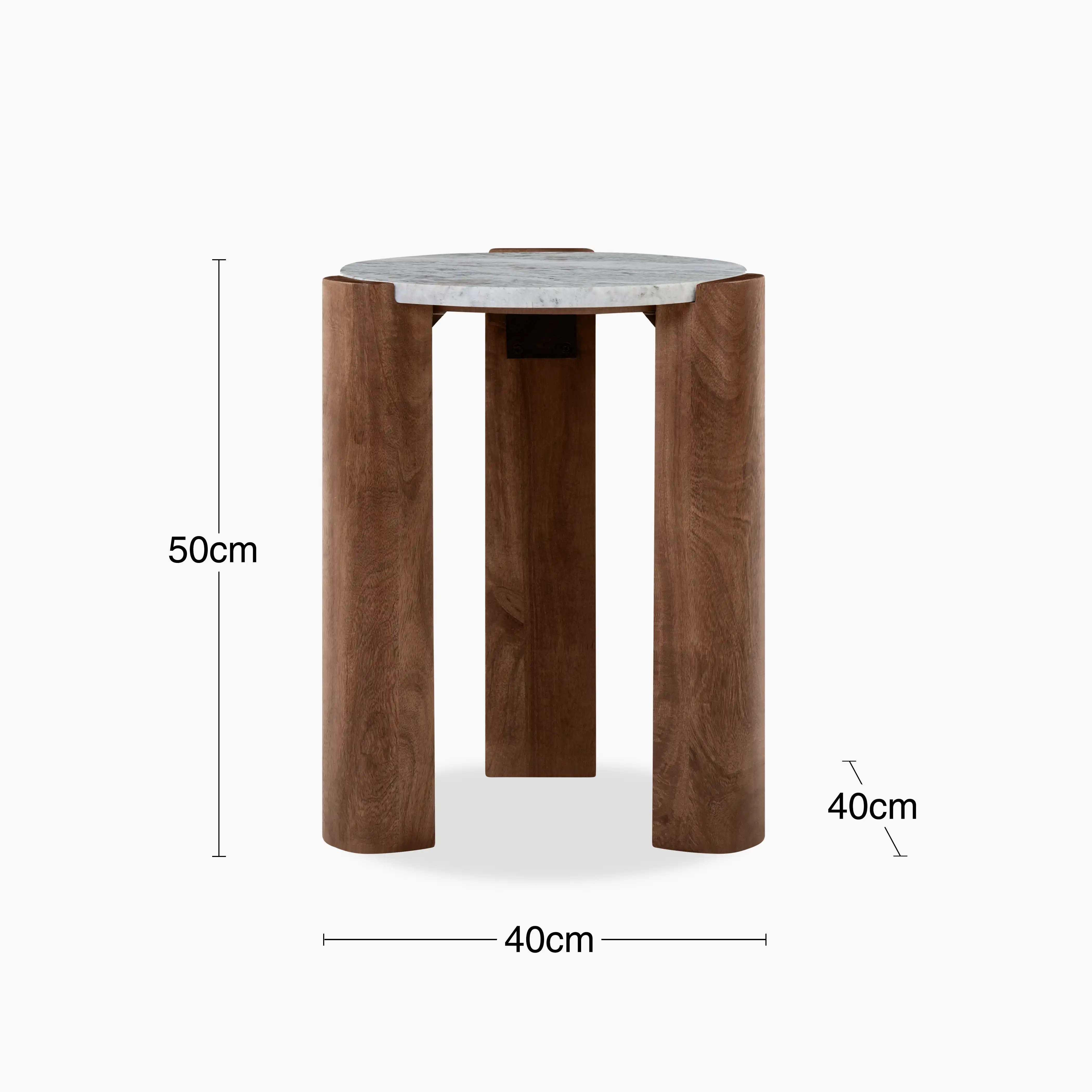 Emil Round Side Table | Grey Marble & Walnut - Image 6