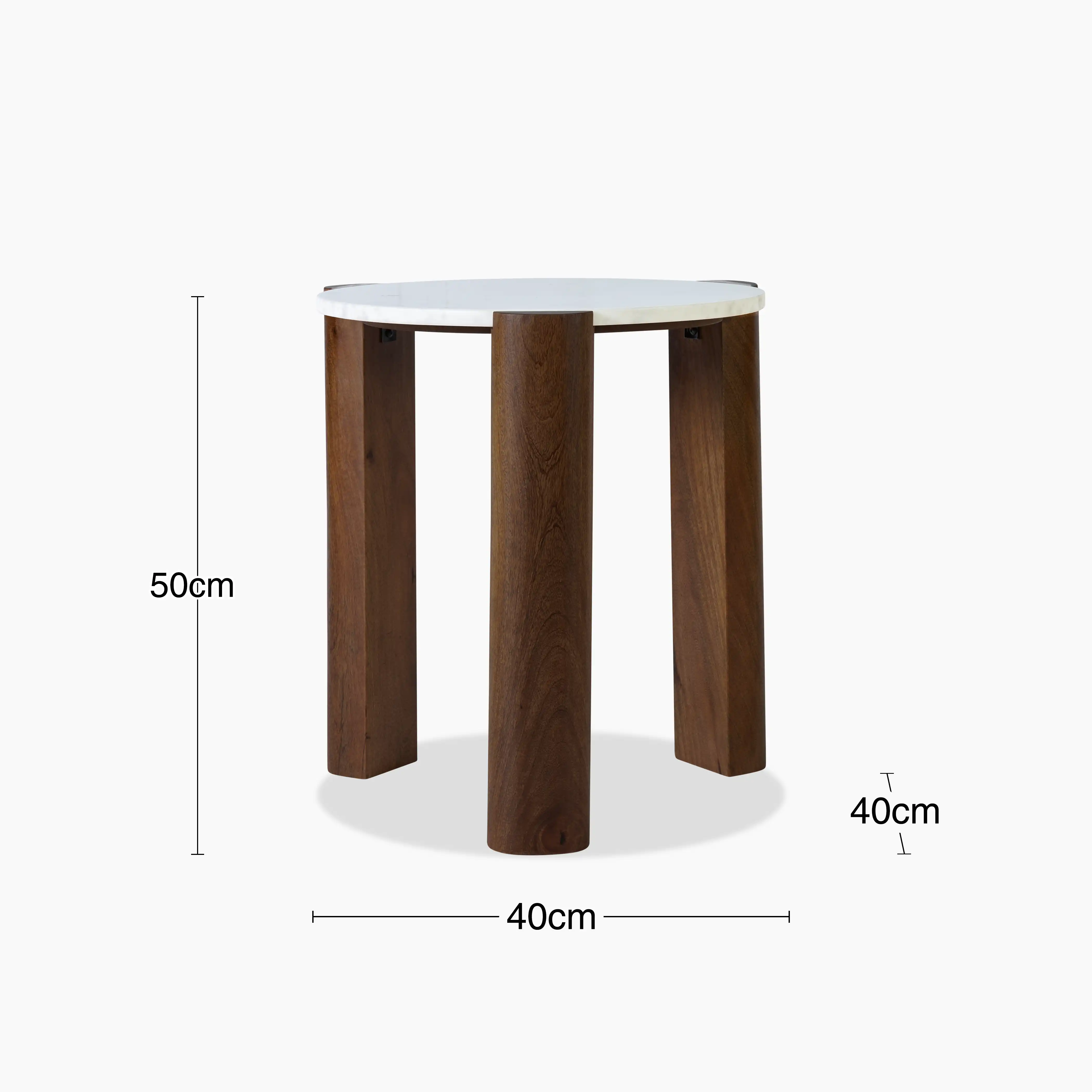 Emil Round Side Table | White Marble & Walnut - Image 7