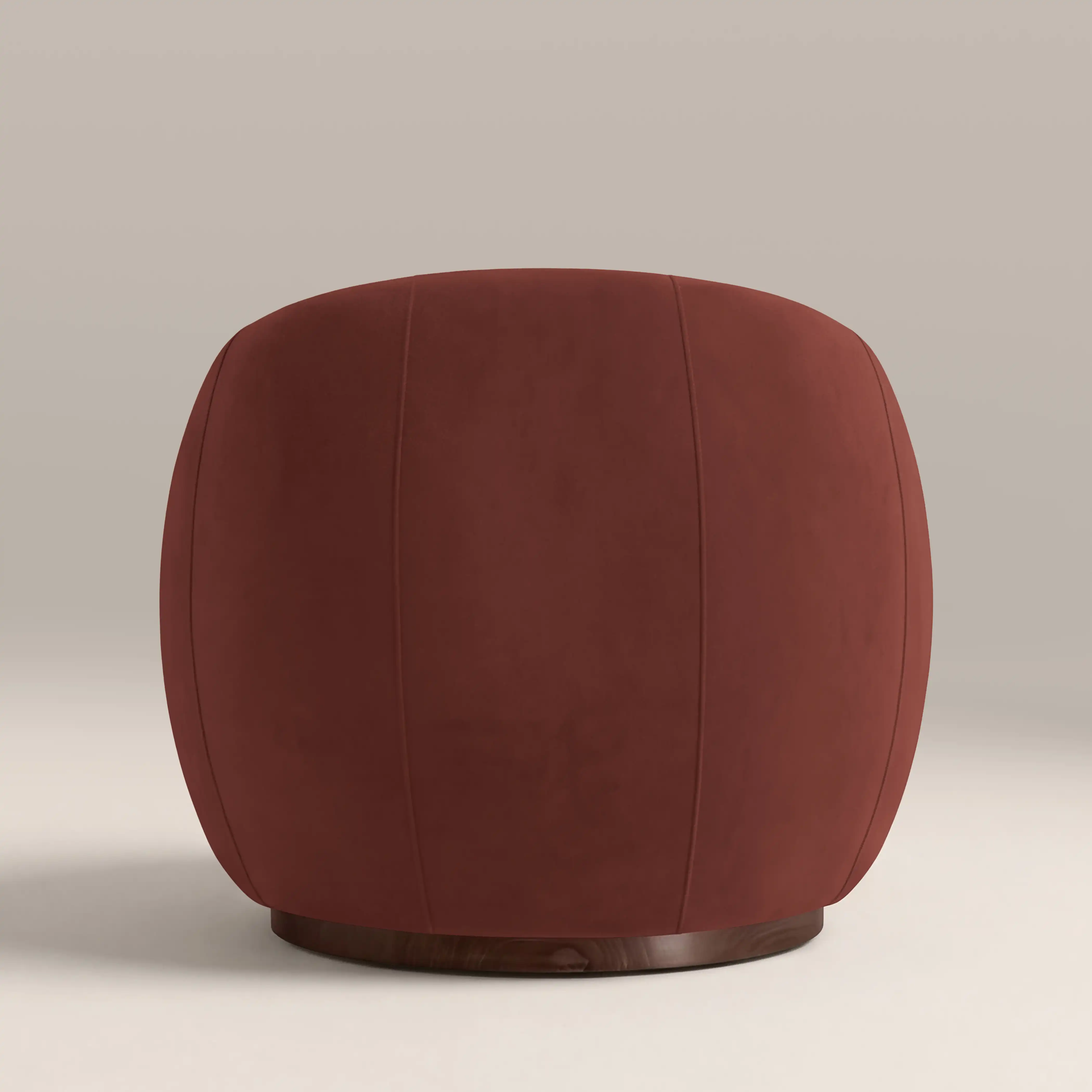 Emile Swivel Armchair | Rust Red Sustainable Velvet & Walnut - Image 6
