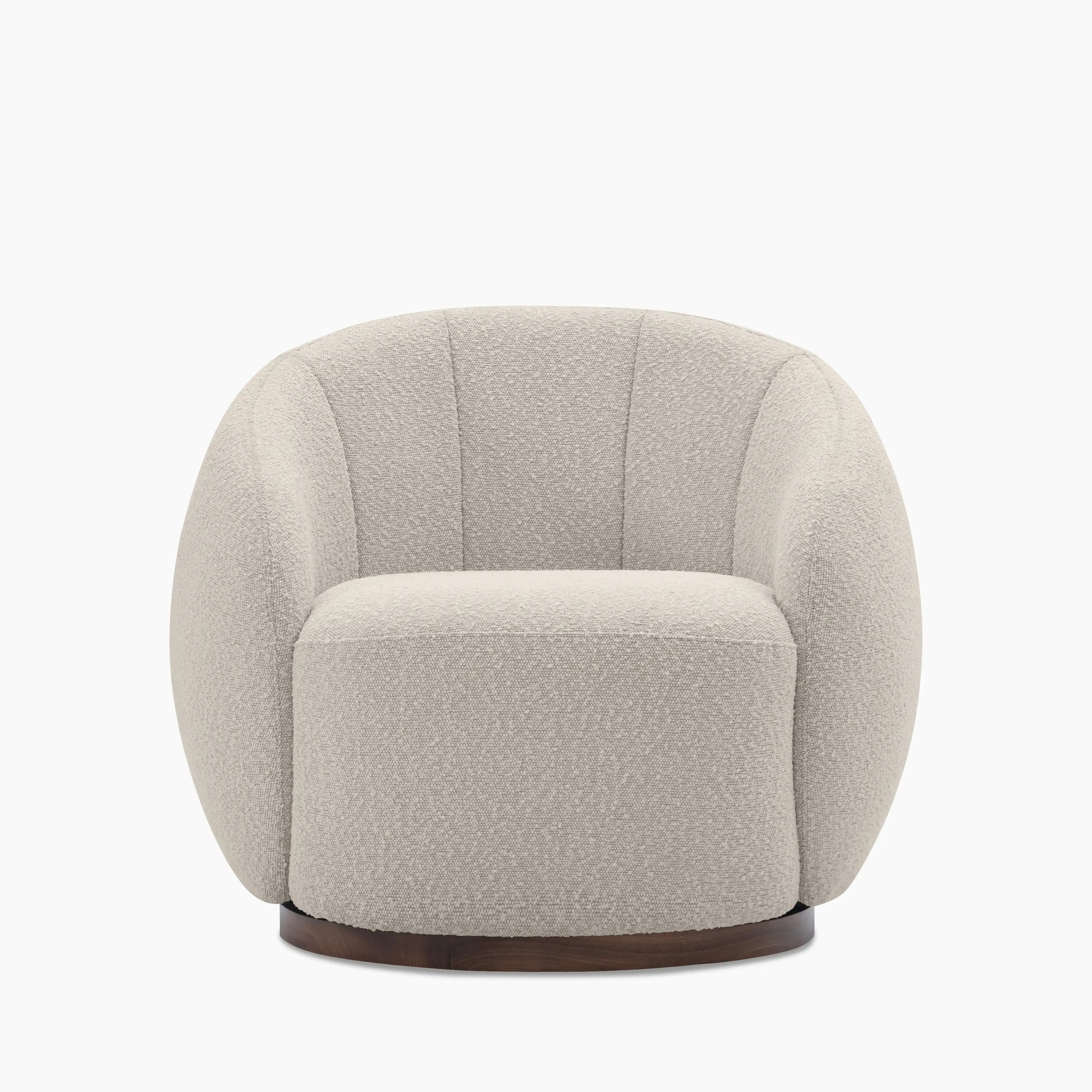 Emile Swivel Armchair | Speckled Stone Sustainable Boucle & Walnut - Image 3