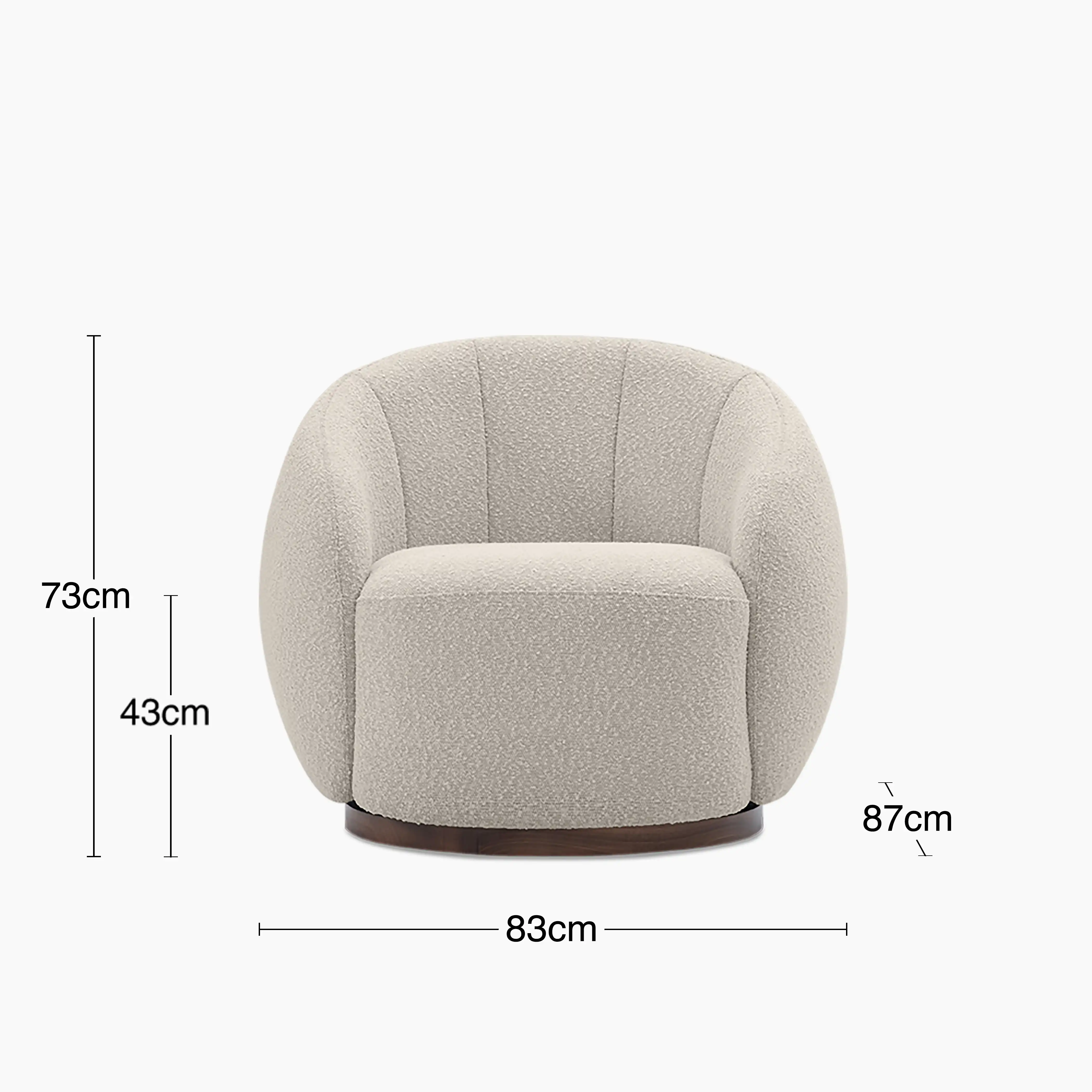 Emile Swivel Armchair | Speckled Stone Sustainable Boucle & Walnut - Image 8
