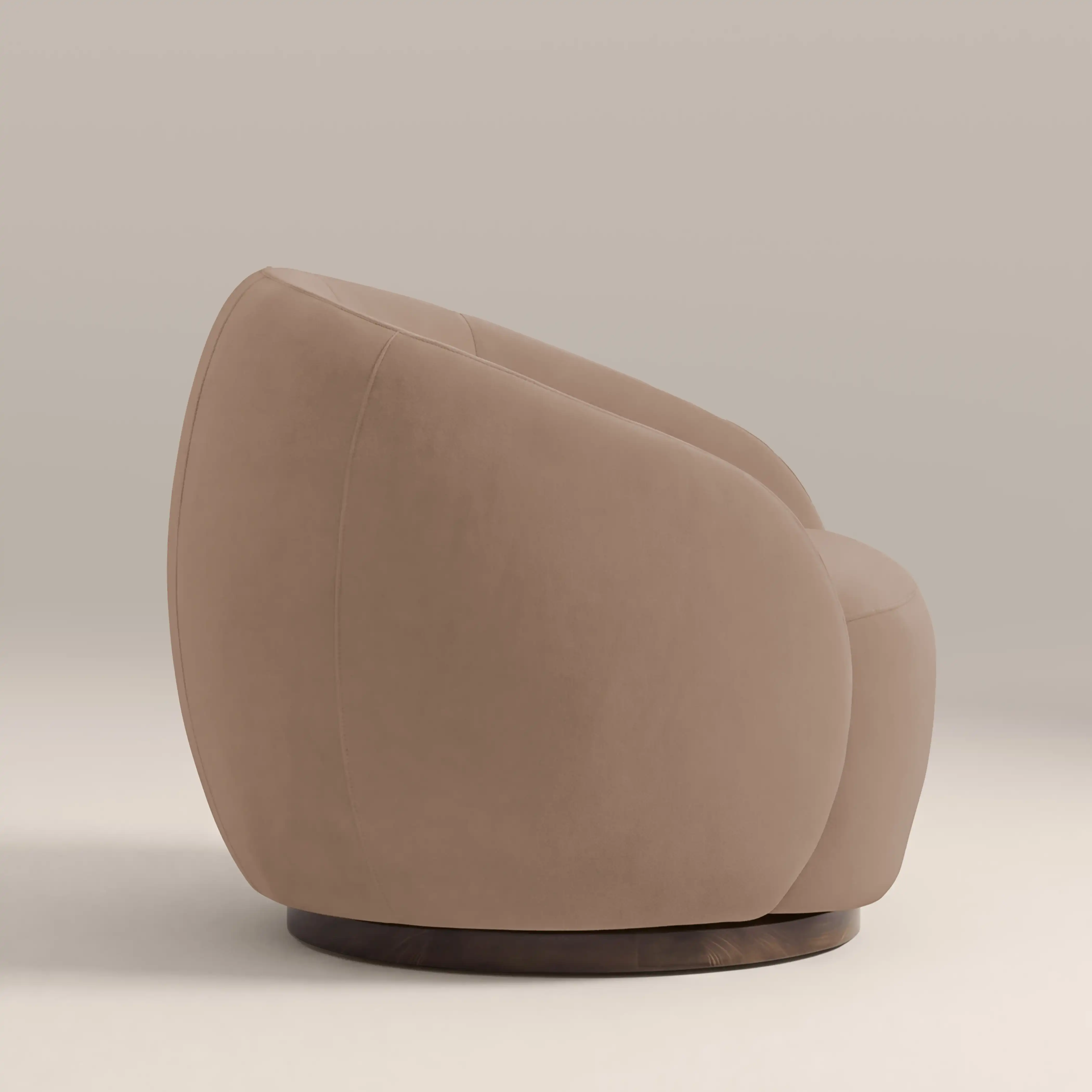 Emile Swivel Armchair | Taupe Sustainable Velvet & Walnut & Walnut - Image 5