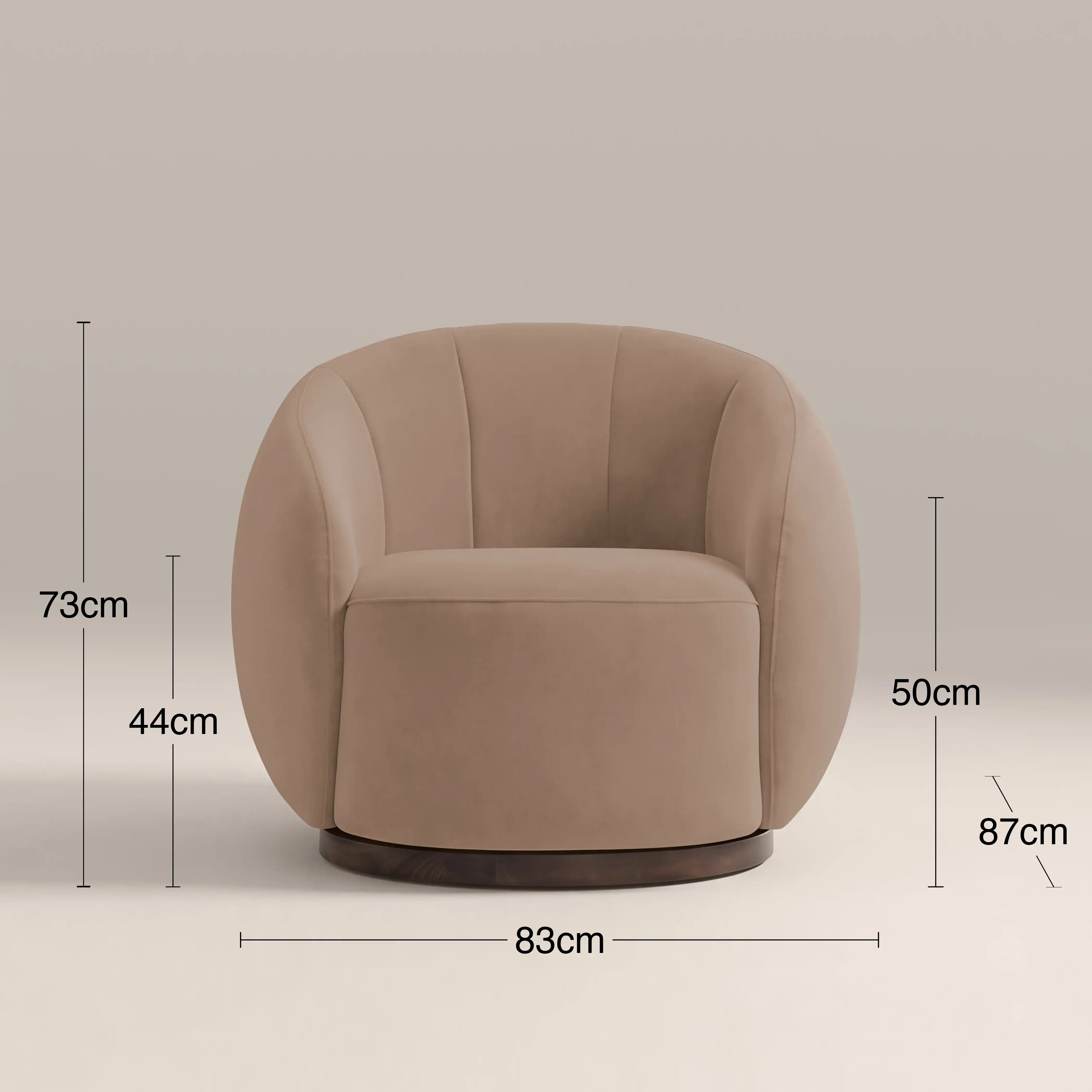 Emile Swivel Armchair | Taupe Sustainable Velvet & Walnut & Walnut - Image 7