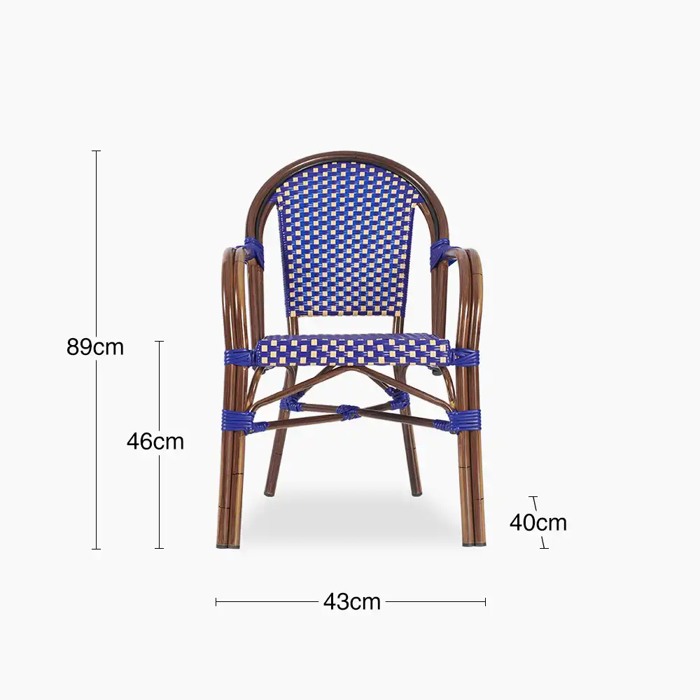 Emilia Carver Dining Chair | Blue & Cream - Image 5