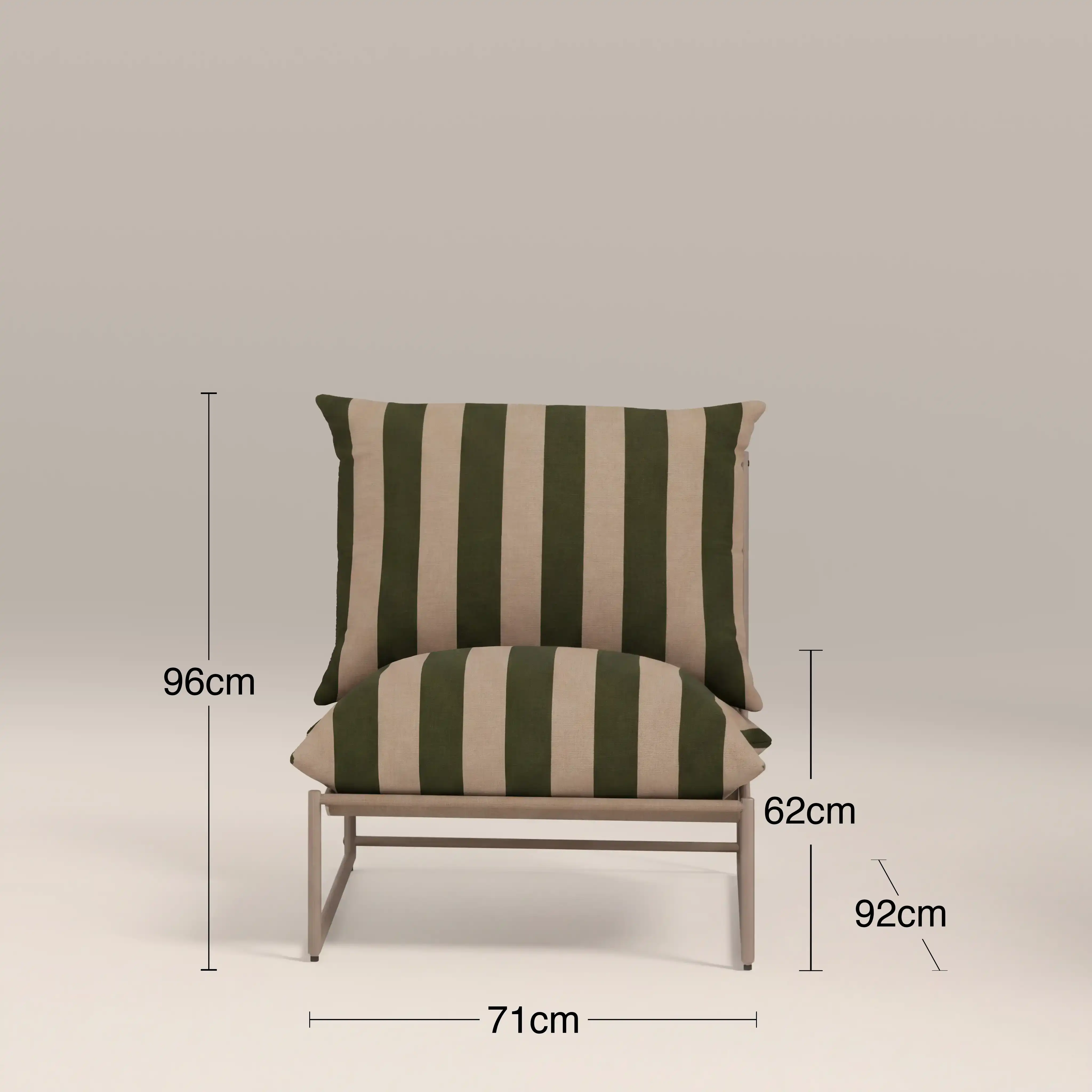 Enzo Garden Bistro Lounge Set | Moss Green Stripe & Taupe - Image 7