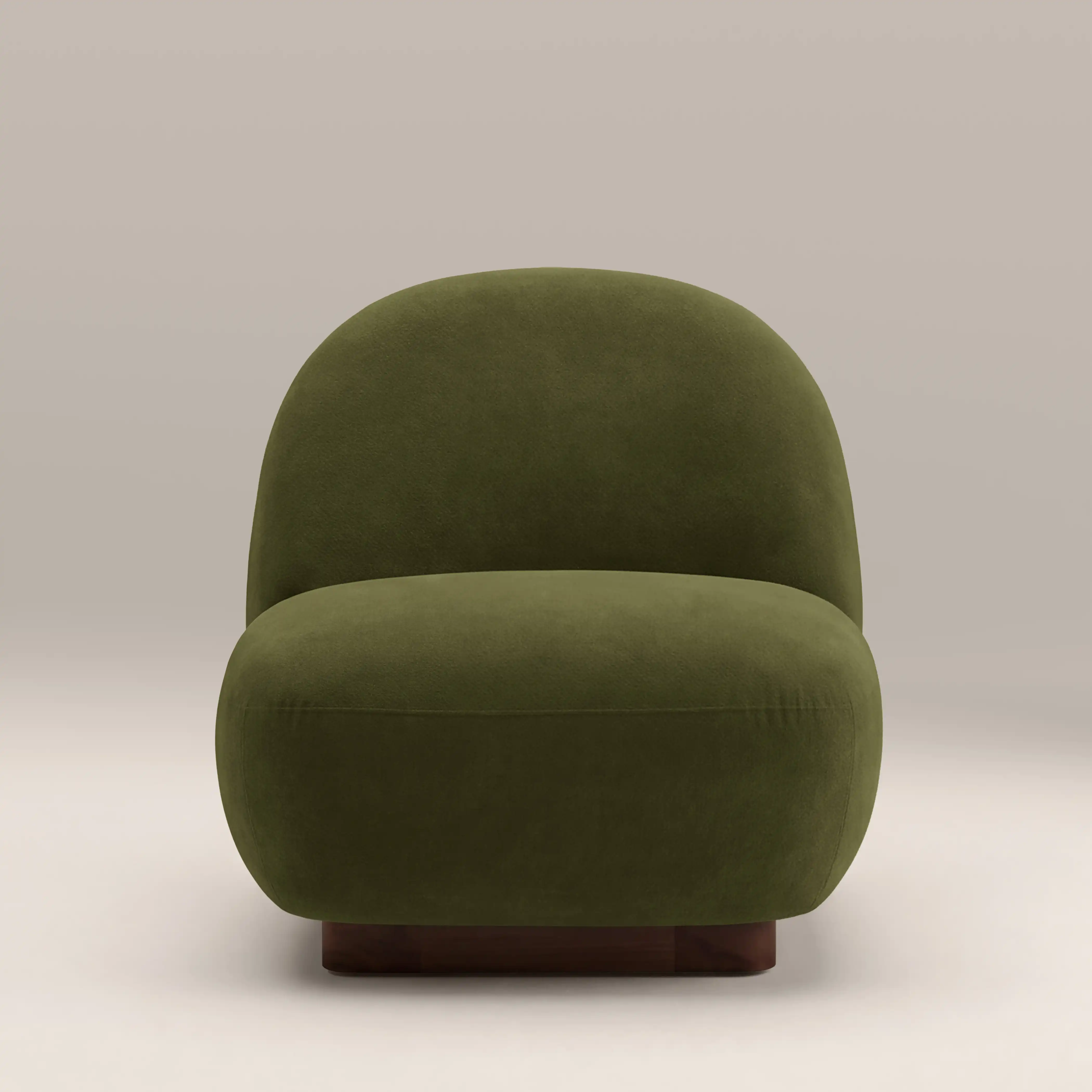 Erin Armchair | Olive Green Sustainable Velvet & Walnut - Image 2