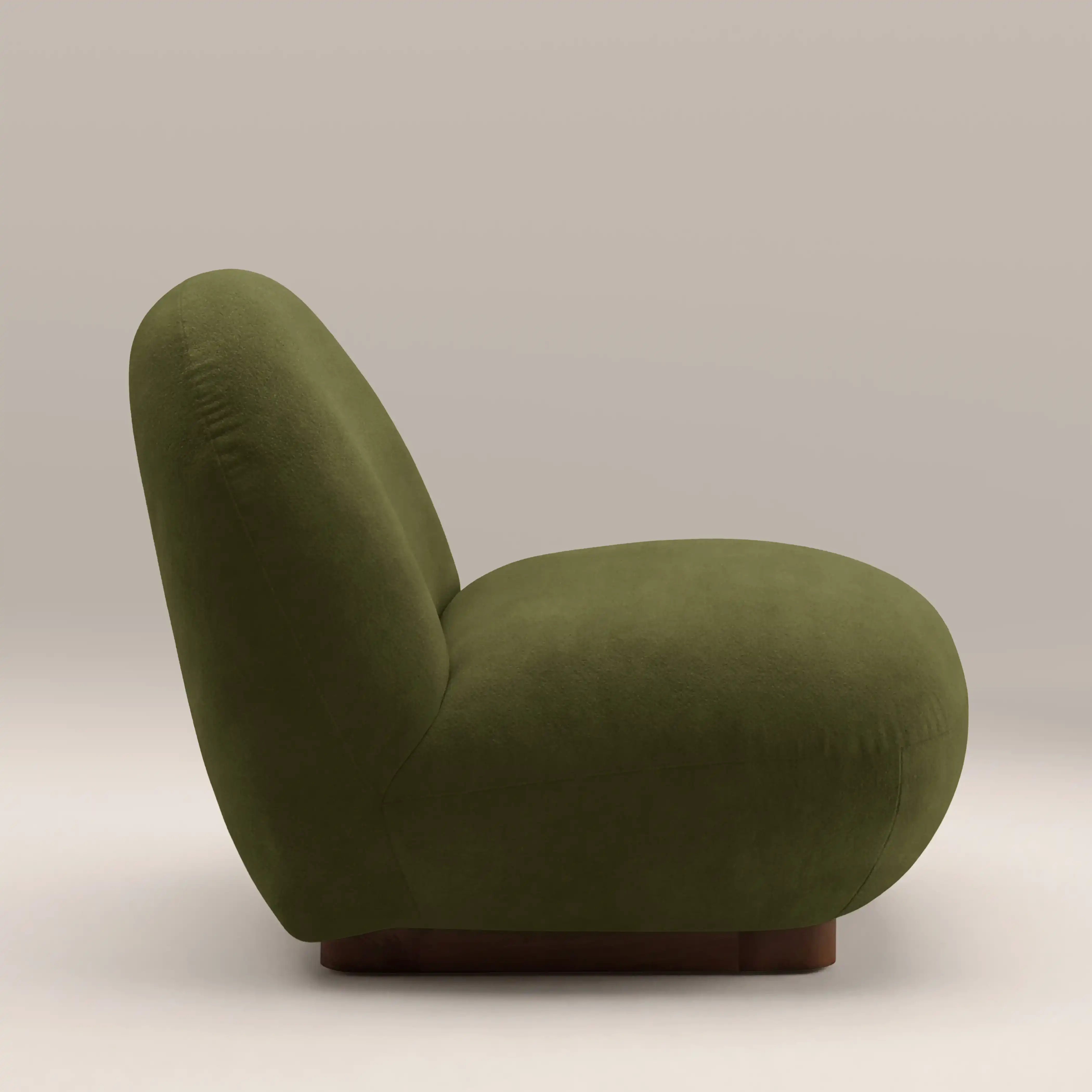 Erin Armchair | Olive Green Sustainable Velvet & Walnut - Image 4