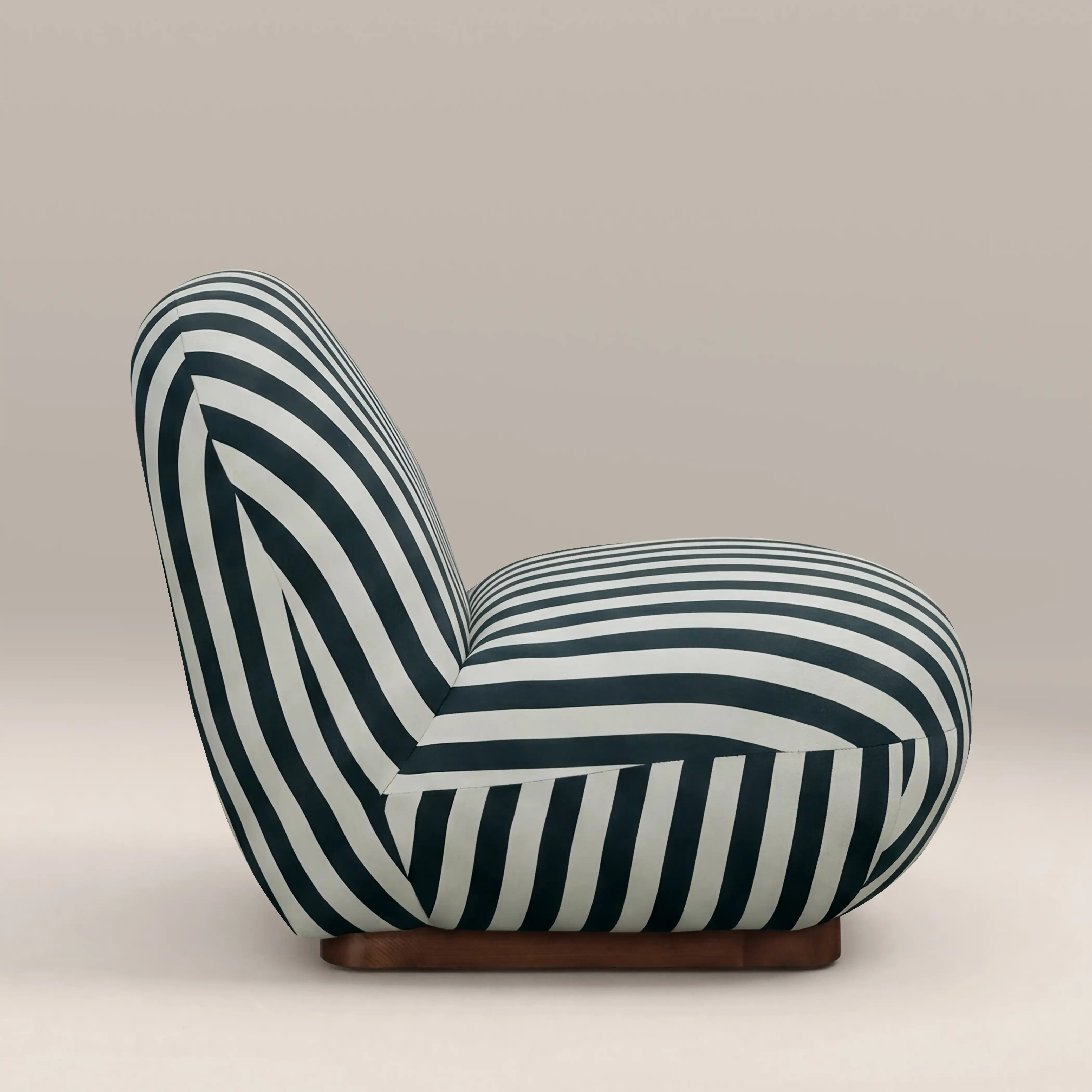 Erin Armchair | Striped Fabric & Walnut - Image 4