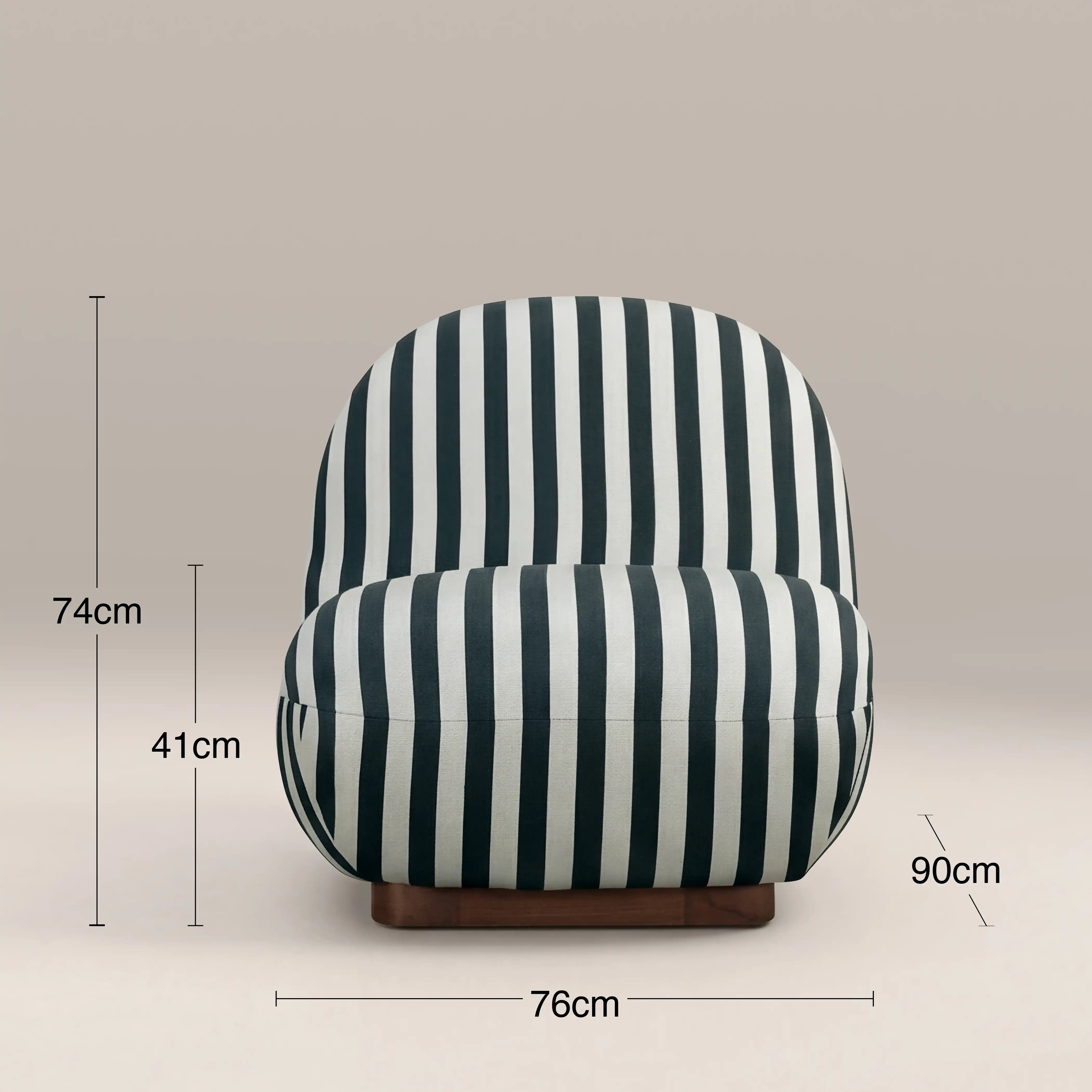 Erin Armchair | Striped Fabric & Walnut - Image 6
