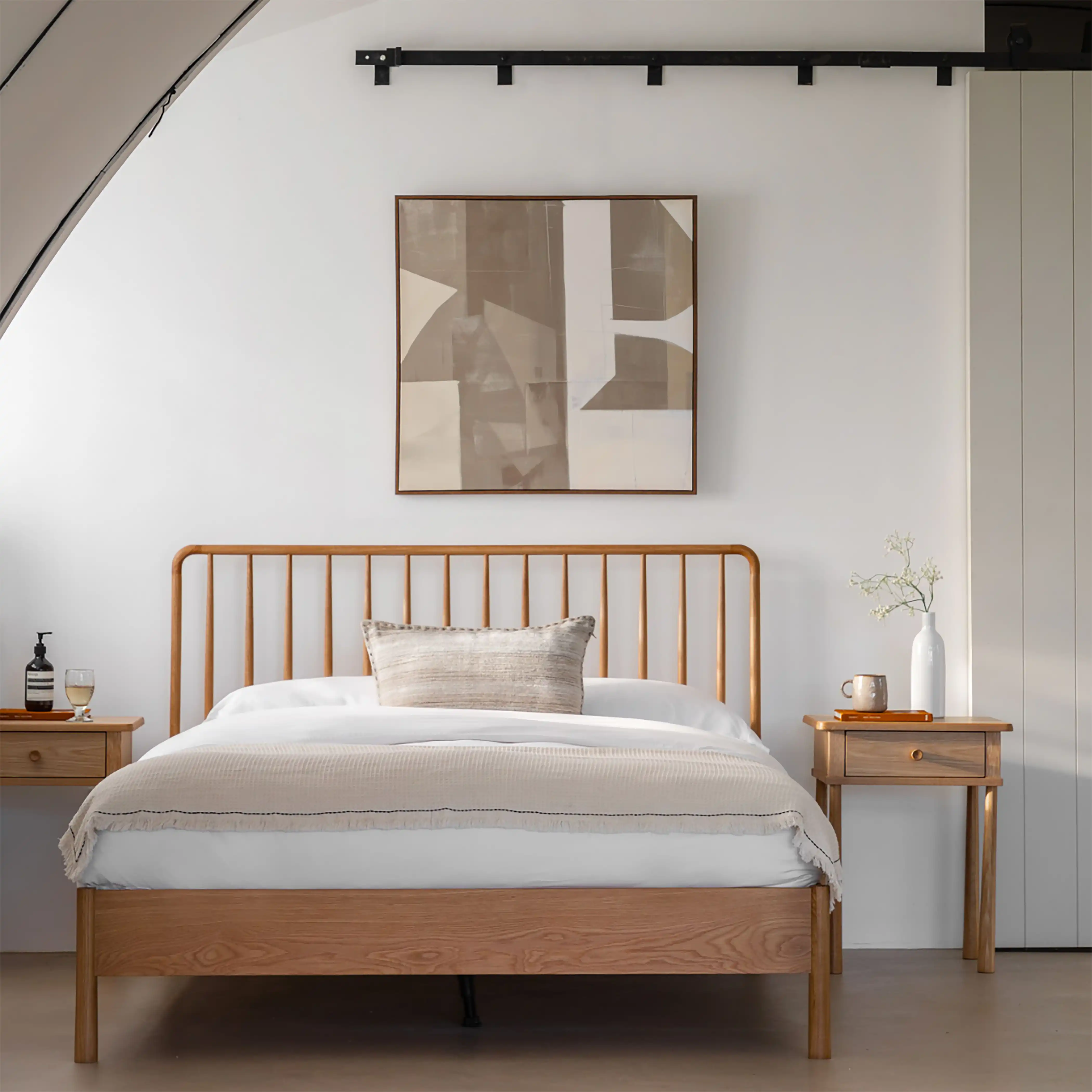 Eva Wooden King Bed | Oak - Image 2