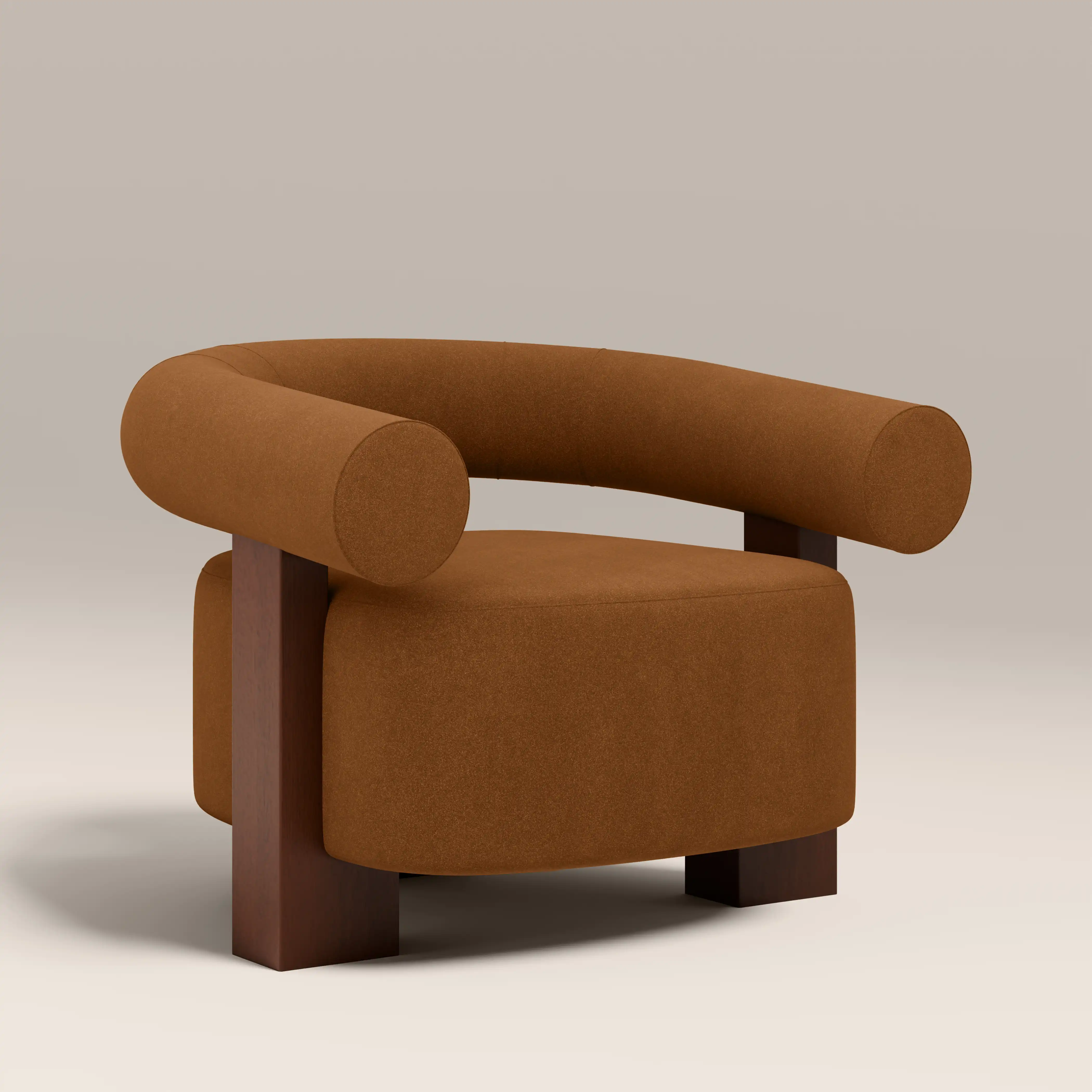 Fawnley Accent Chair | Caramel Brown Sustainable Mohair Velvet & Walnut - Image 3