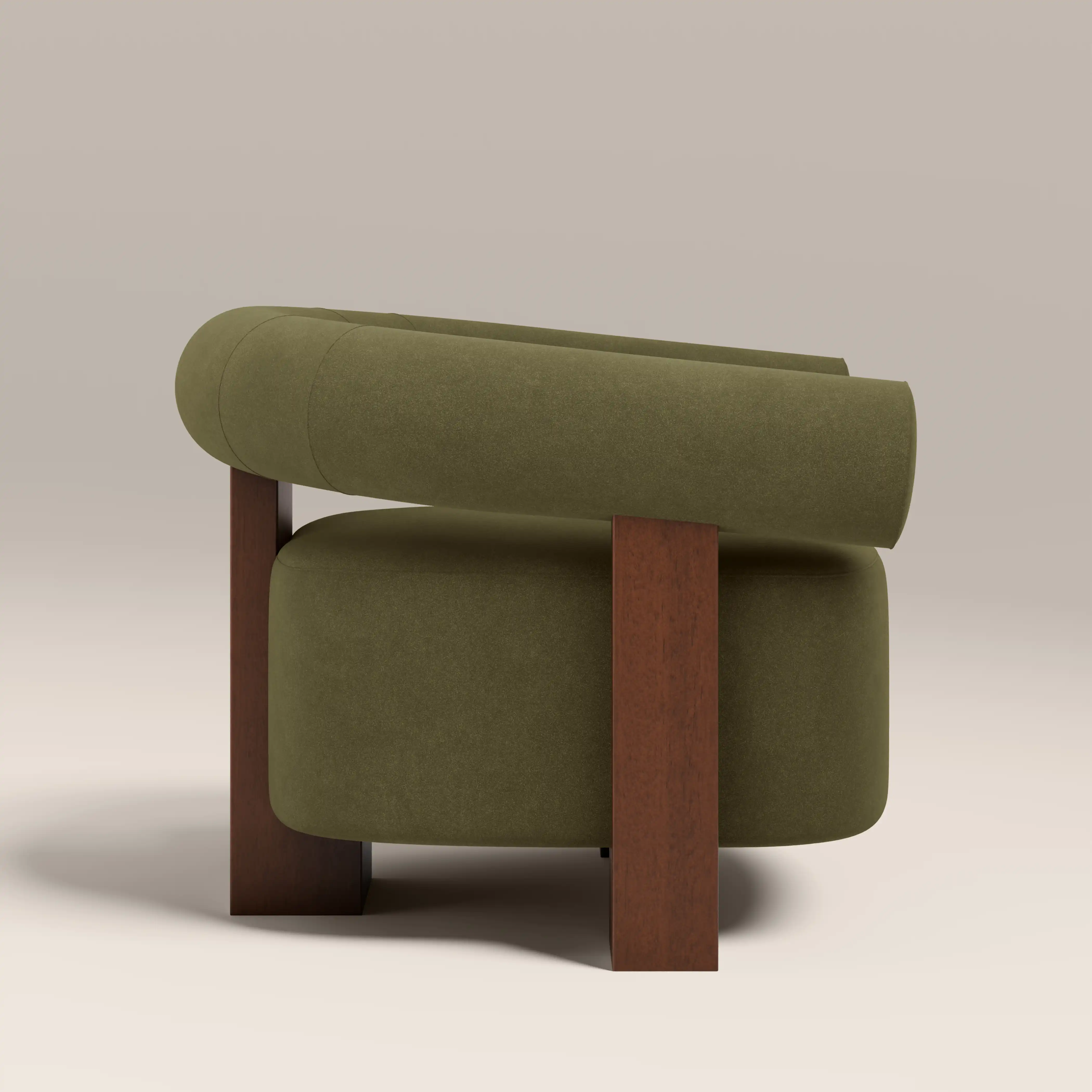 Fawnley Accent Chair | Moss Green Sustainable Mohair Velvet & Walnut - Image 5