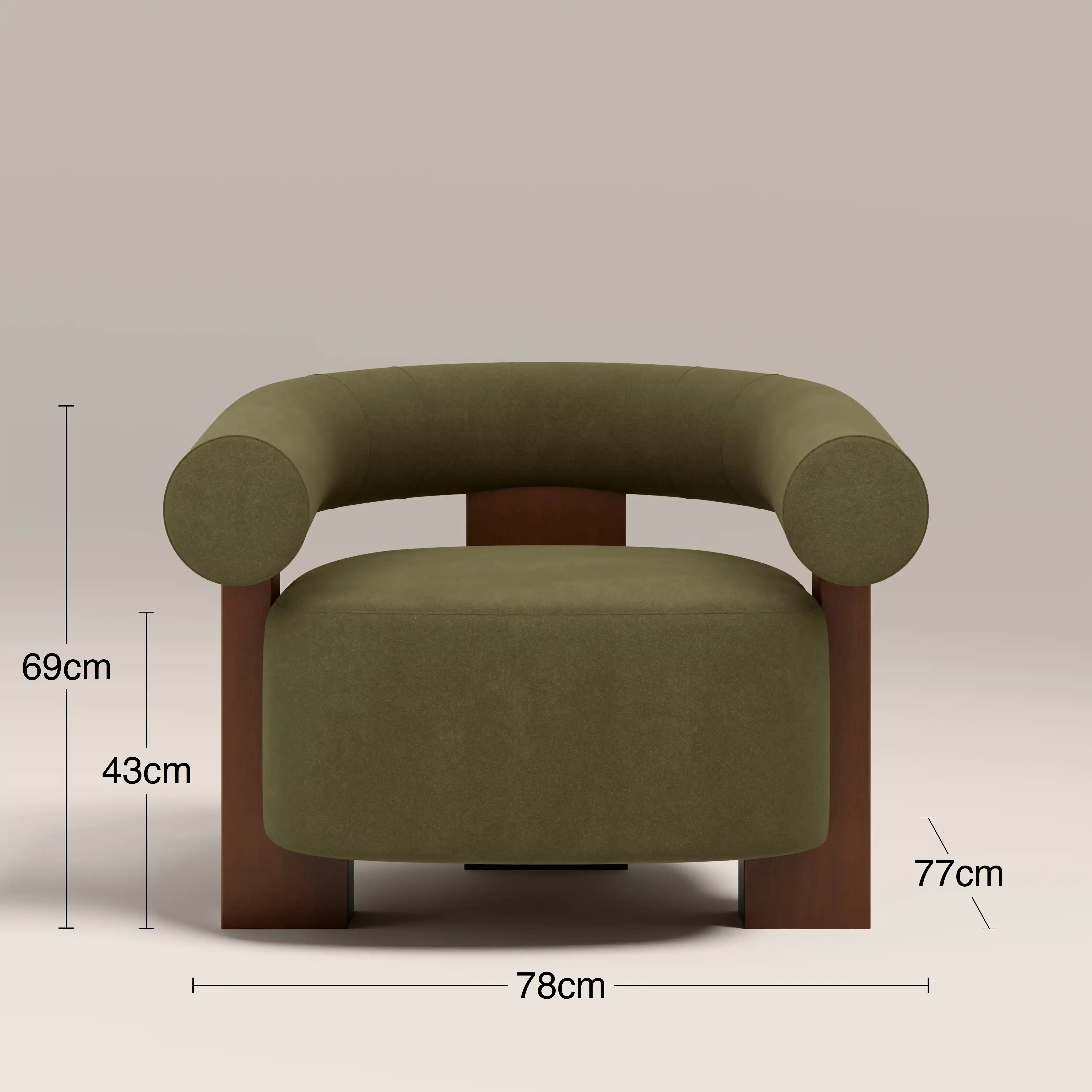 Fawnley Accent Chair | Moss Green Sustainable Mohair Velvet & Walnut - Image 9