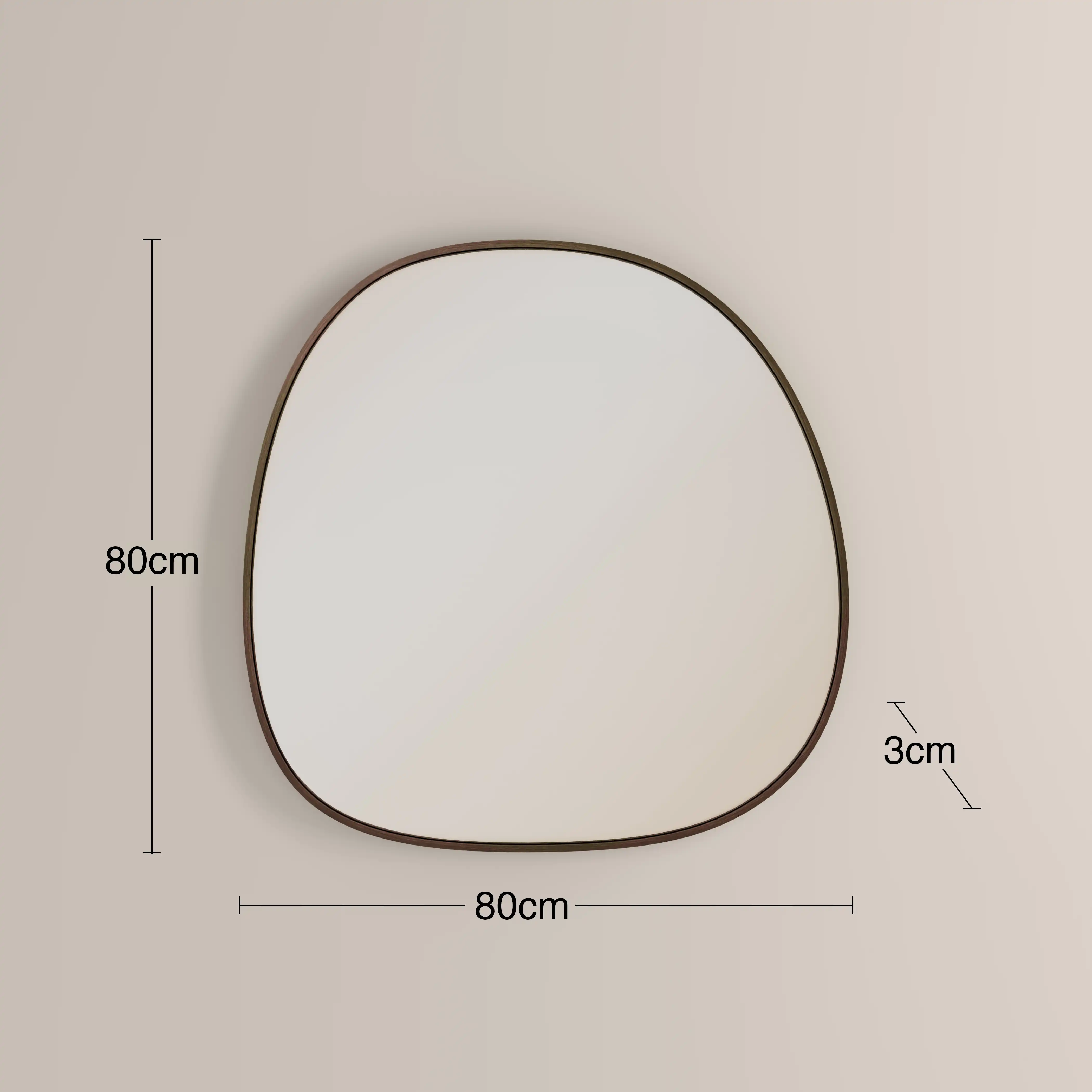 Ferne Asymmetrical Wall Mirror, 80 cm | Walnut - Image 4