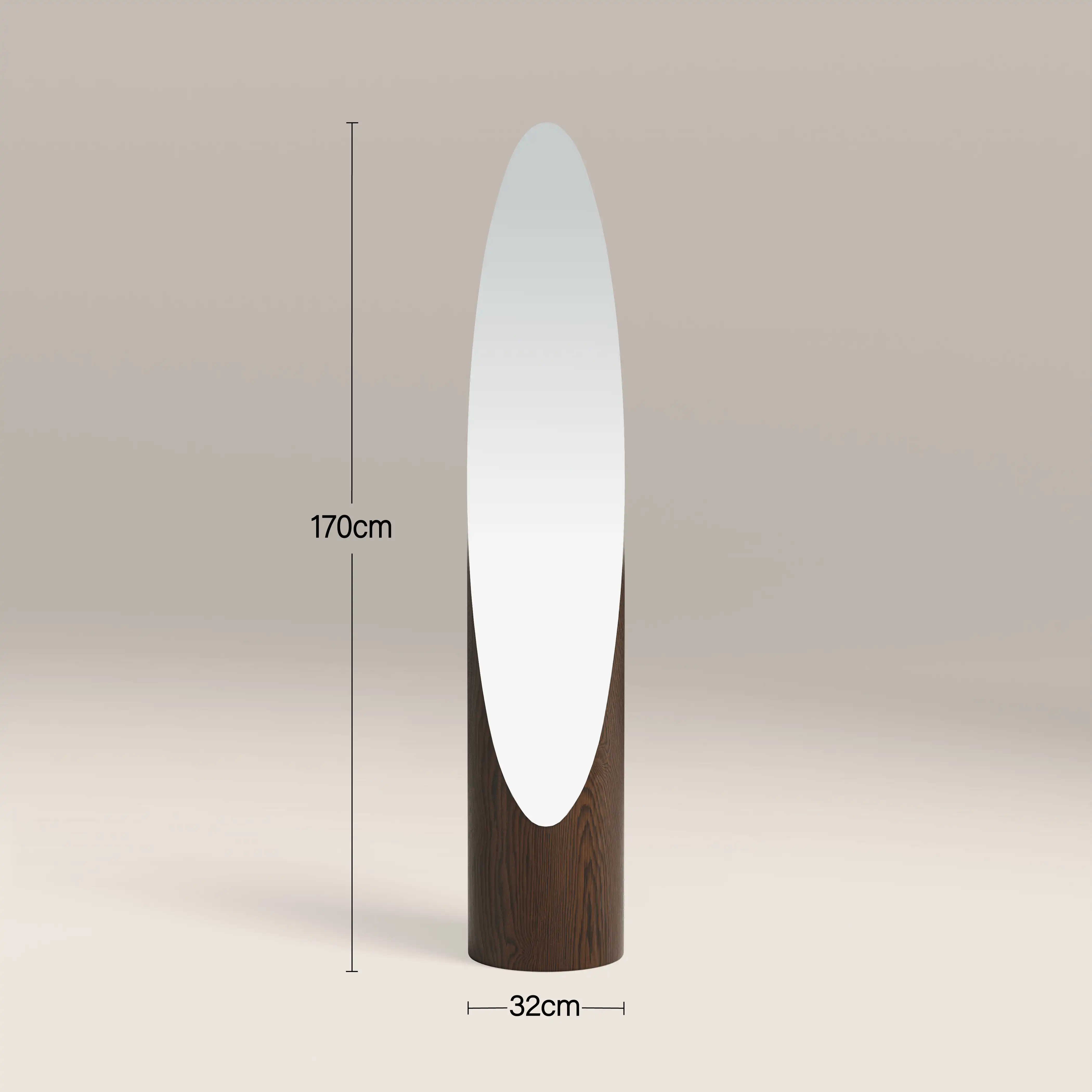 Finn Oval Full Length Mirror, 170 x 32 cm | Dark Walnut - Image 5