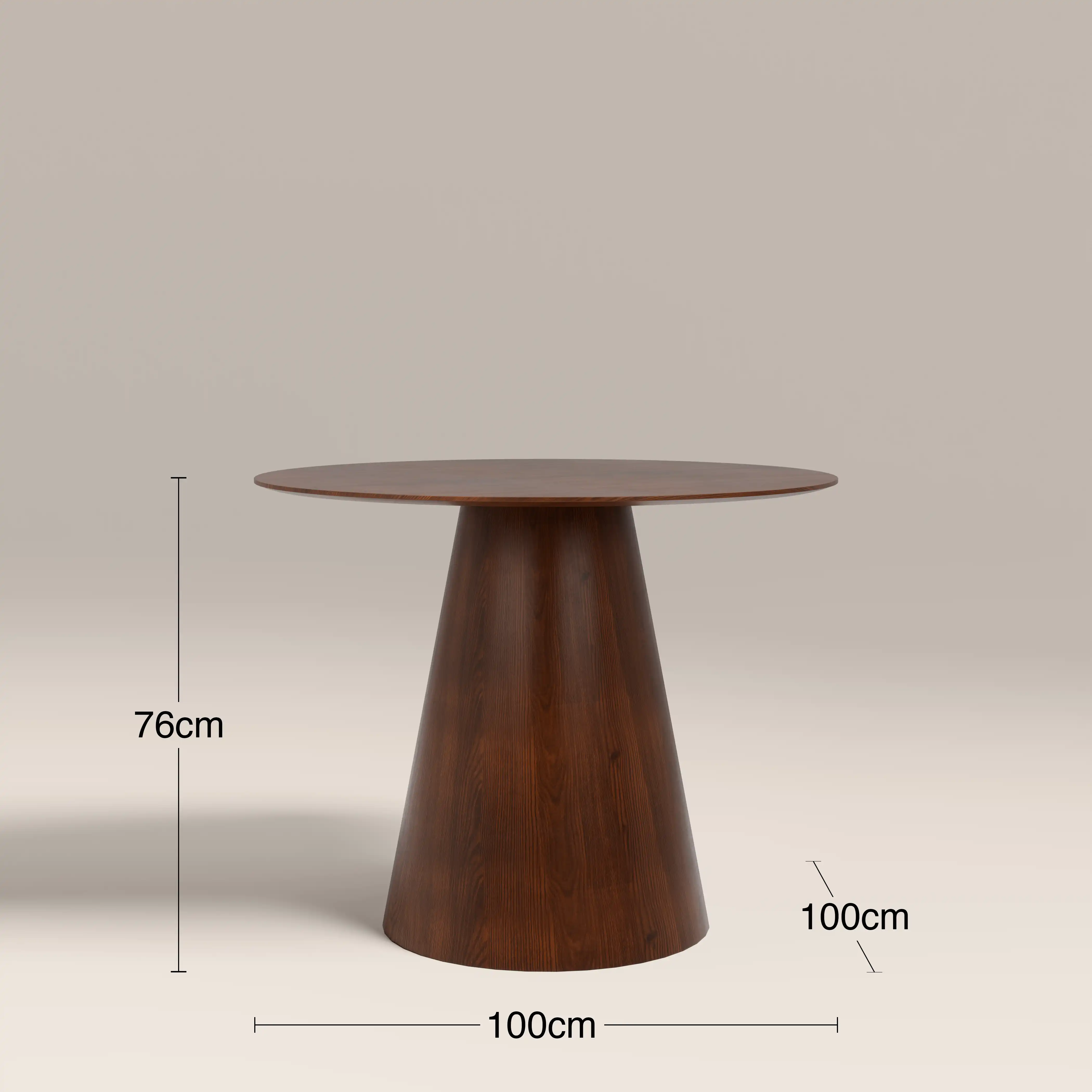 Finnley 4 Seat Round Wooden Dining Table | Walnut - Image 4