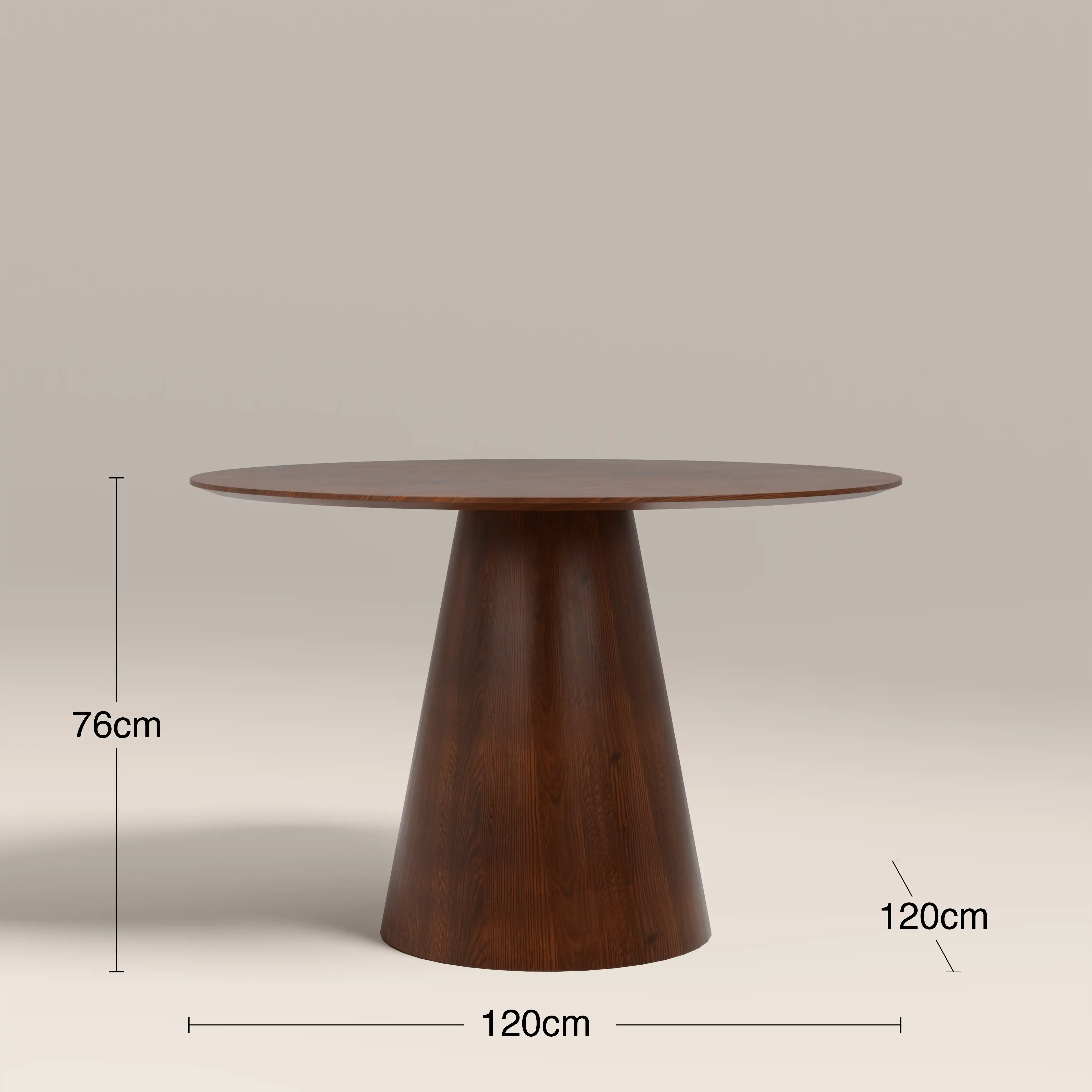 Finnley Large 4 Seat Round Wooden Dining Table | Walnut - Image 4