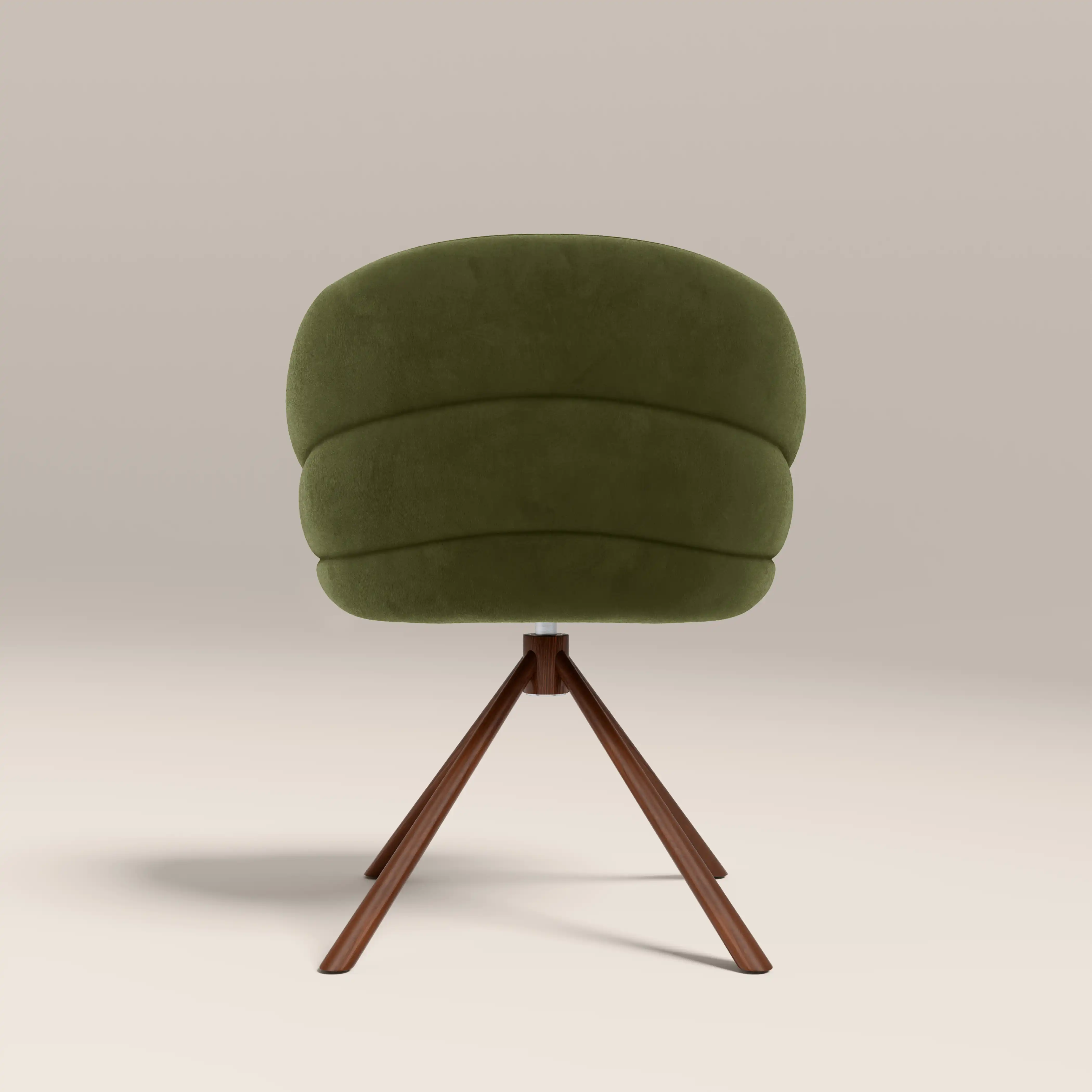 Frankie Swivel Carver Dining Chair | Olive Green Sustainable Velvet & Walnut - Image 7
