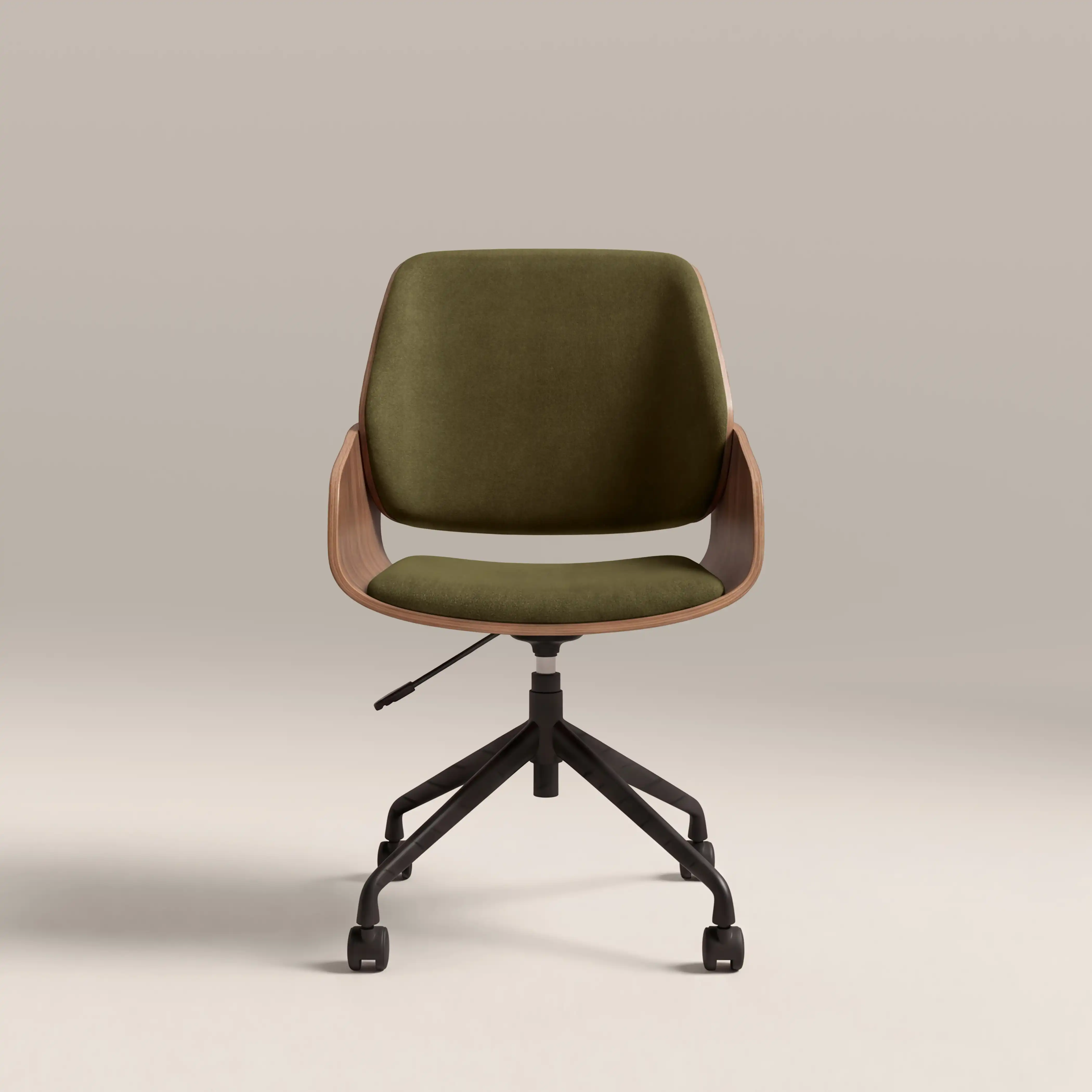 Franklin Office Chair | Moss Green Sustainable Mohair Velvet & Walnut - Image 2