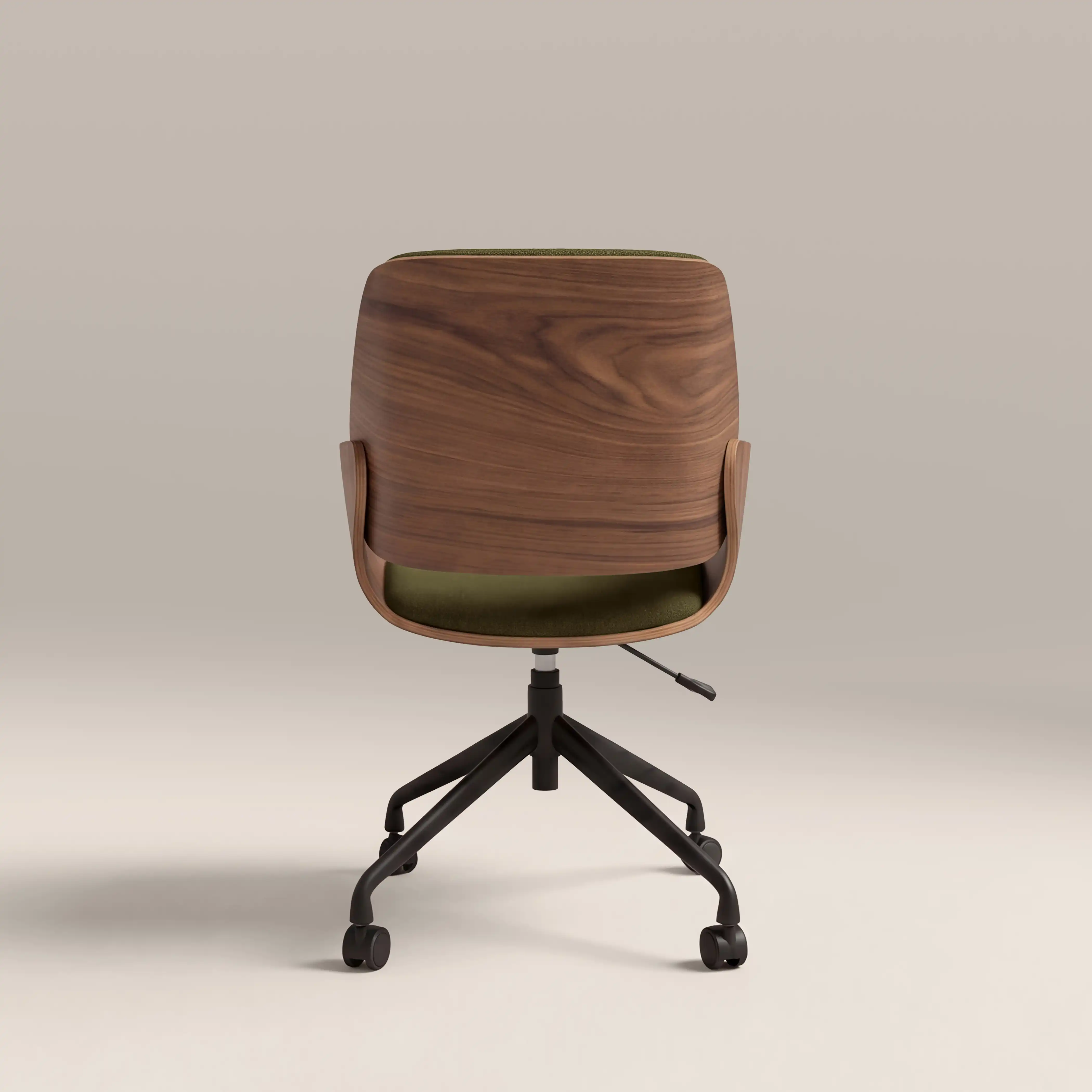 Franklin Office Chair | Moss Green Sustainable Mohair Velvet & Walnut - Image 5