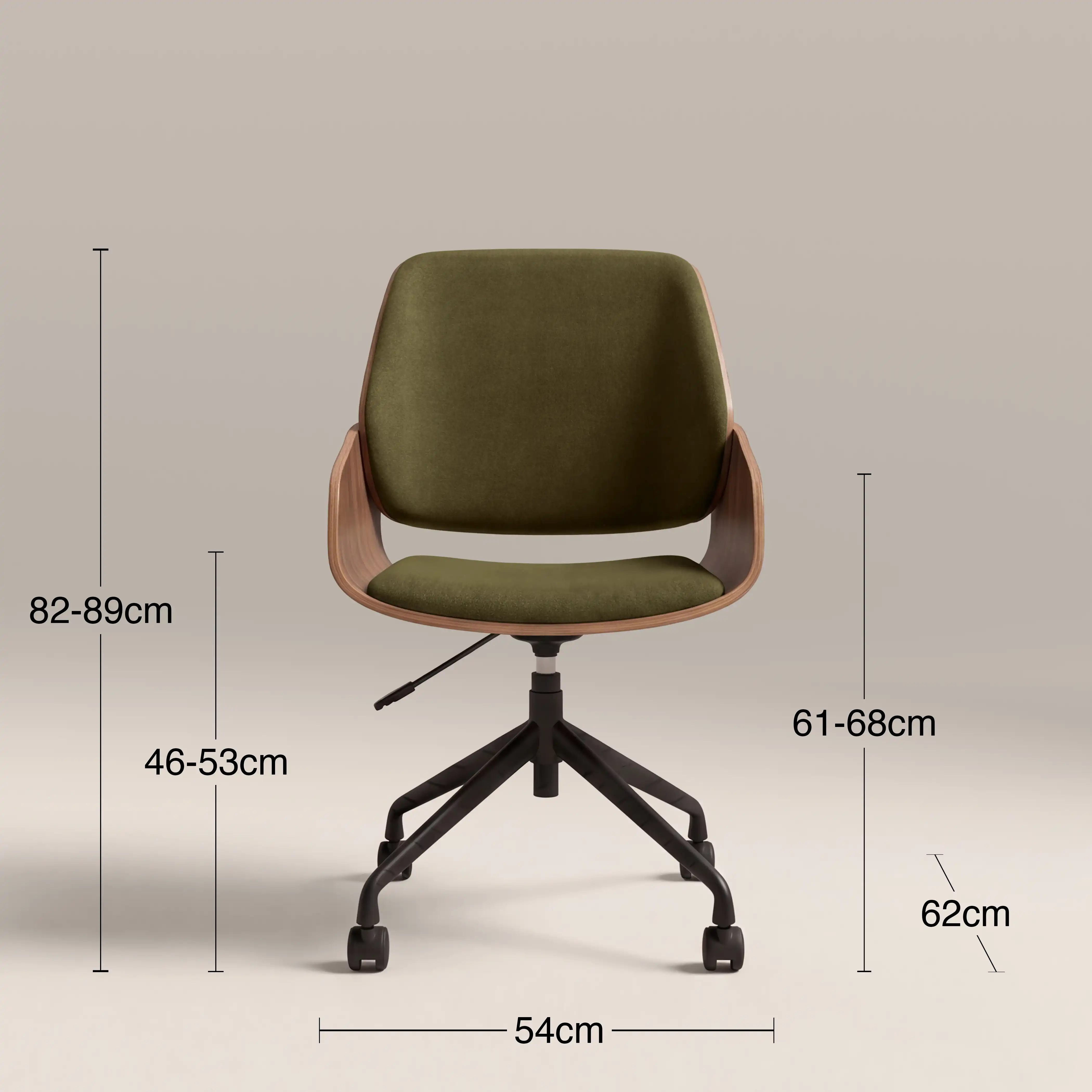 Franklin Office Chair | Moss Green Sustainable Mohair Velvet & Walnut - Image 6