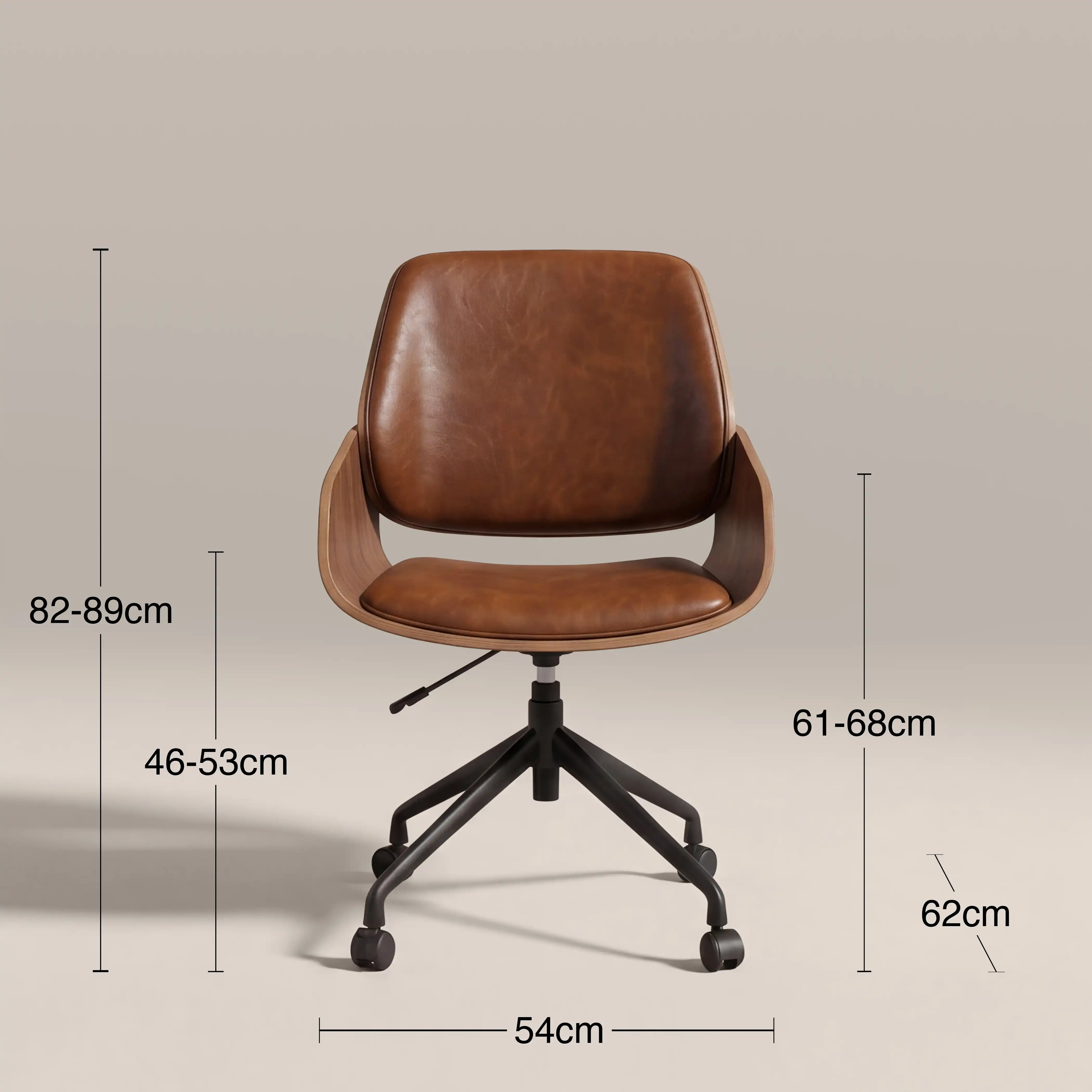 Franklin Office Chair | Vintage Tan Faux Leather & Walnut - Image 6
