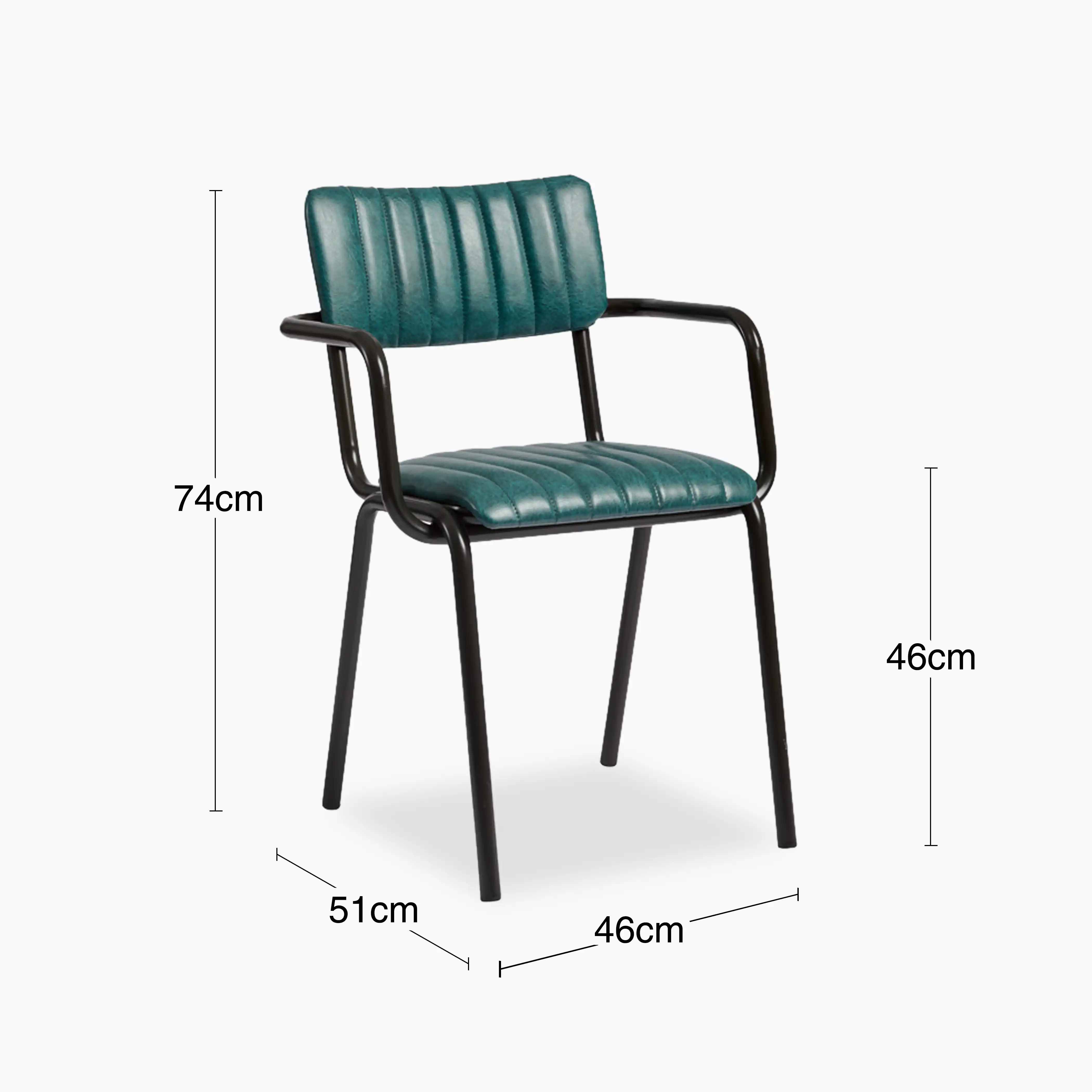 Gibson Stackable Carver Dining Chair | Teal Faux Leather & Black - Image 5