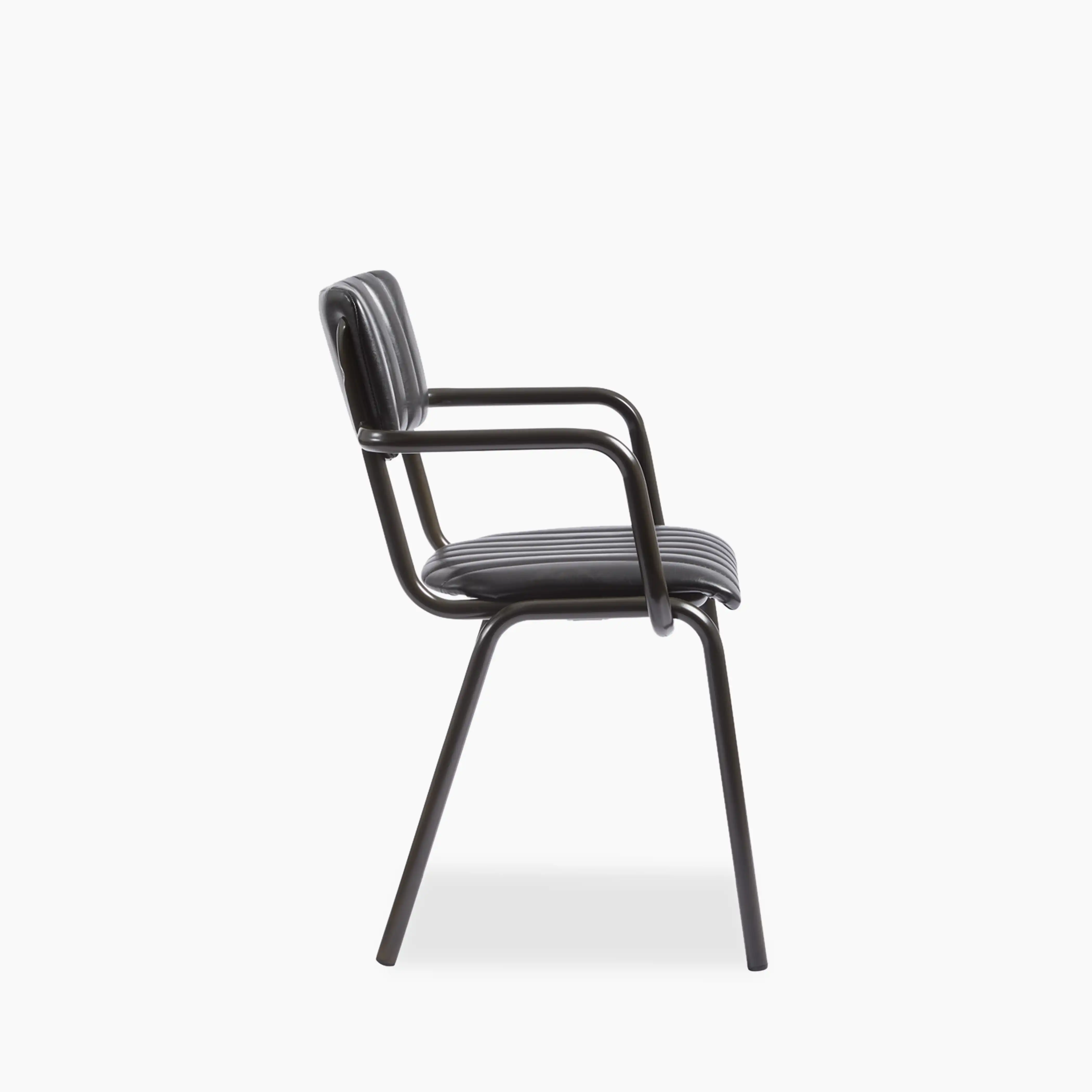 Gibson Stackable Carver Dining Chair | Vintage Black Faux Leather & Black - Image 3
