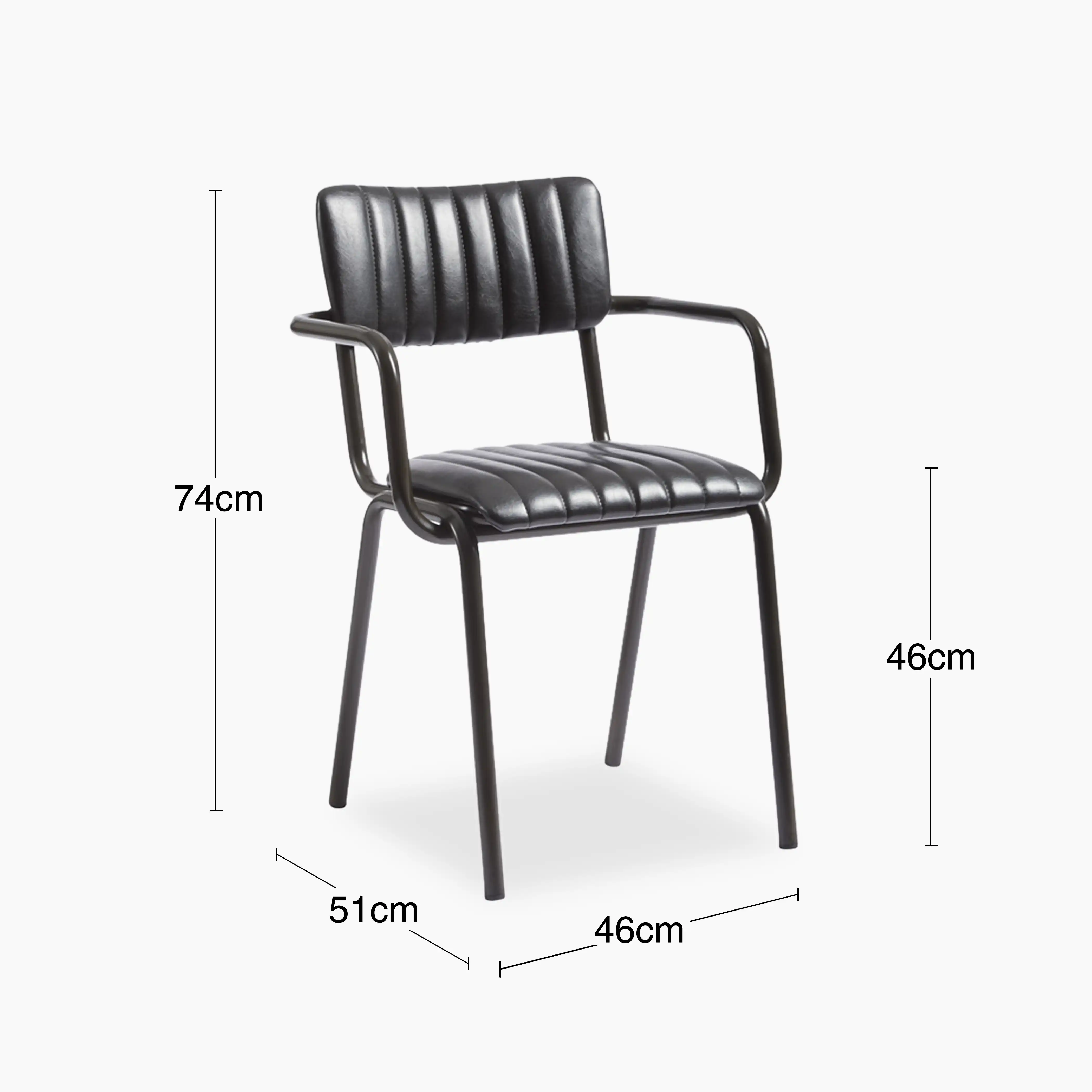 Gibson Stackable Carver Dining Chair | Vintage Black Faux Leather & Black - Image 5
