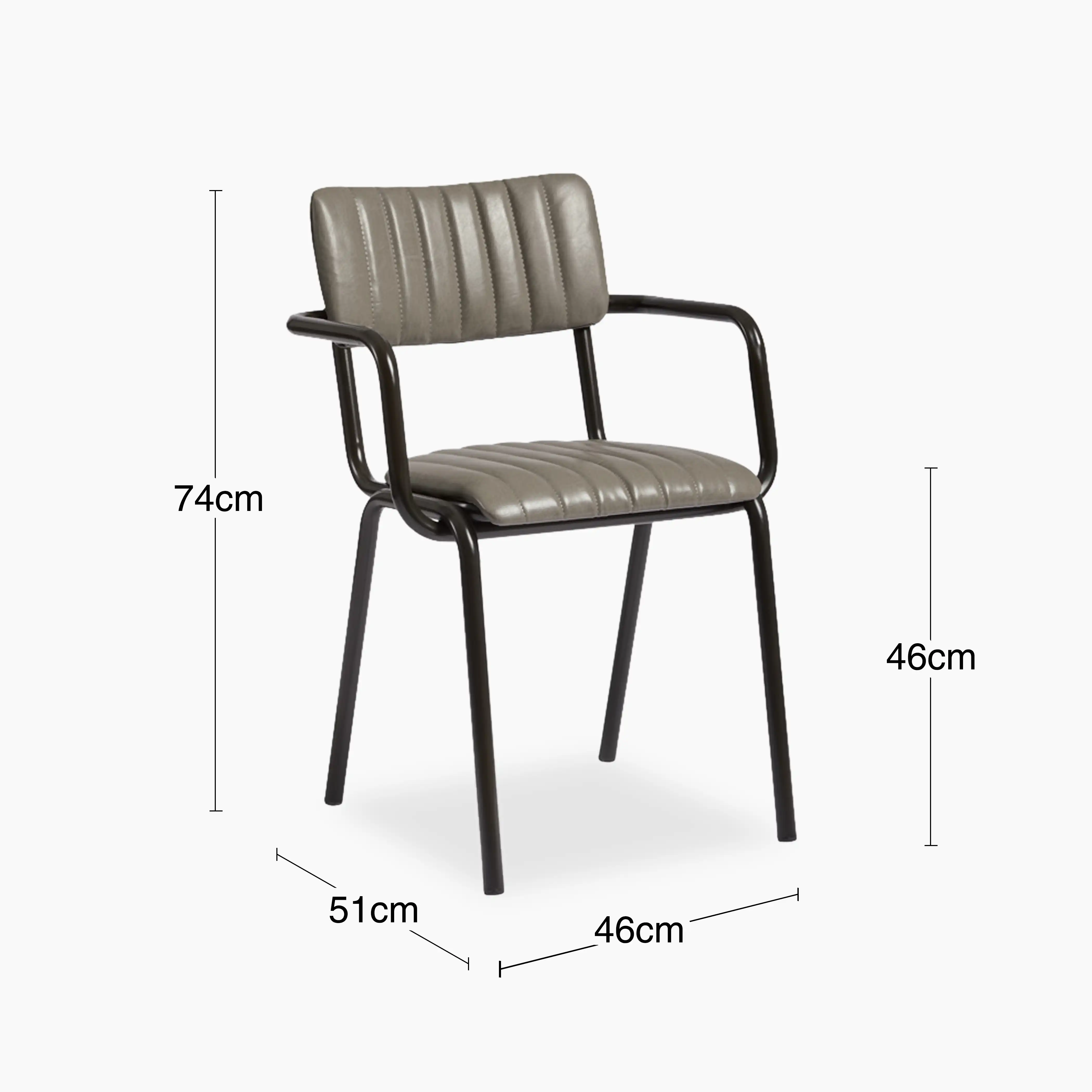 Gibson Stackable Carver Dining Chair | Vintage Dark Grey Faux Leather & Black - Image 5