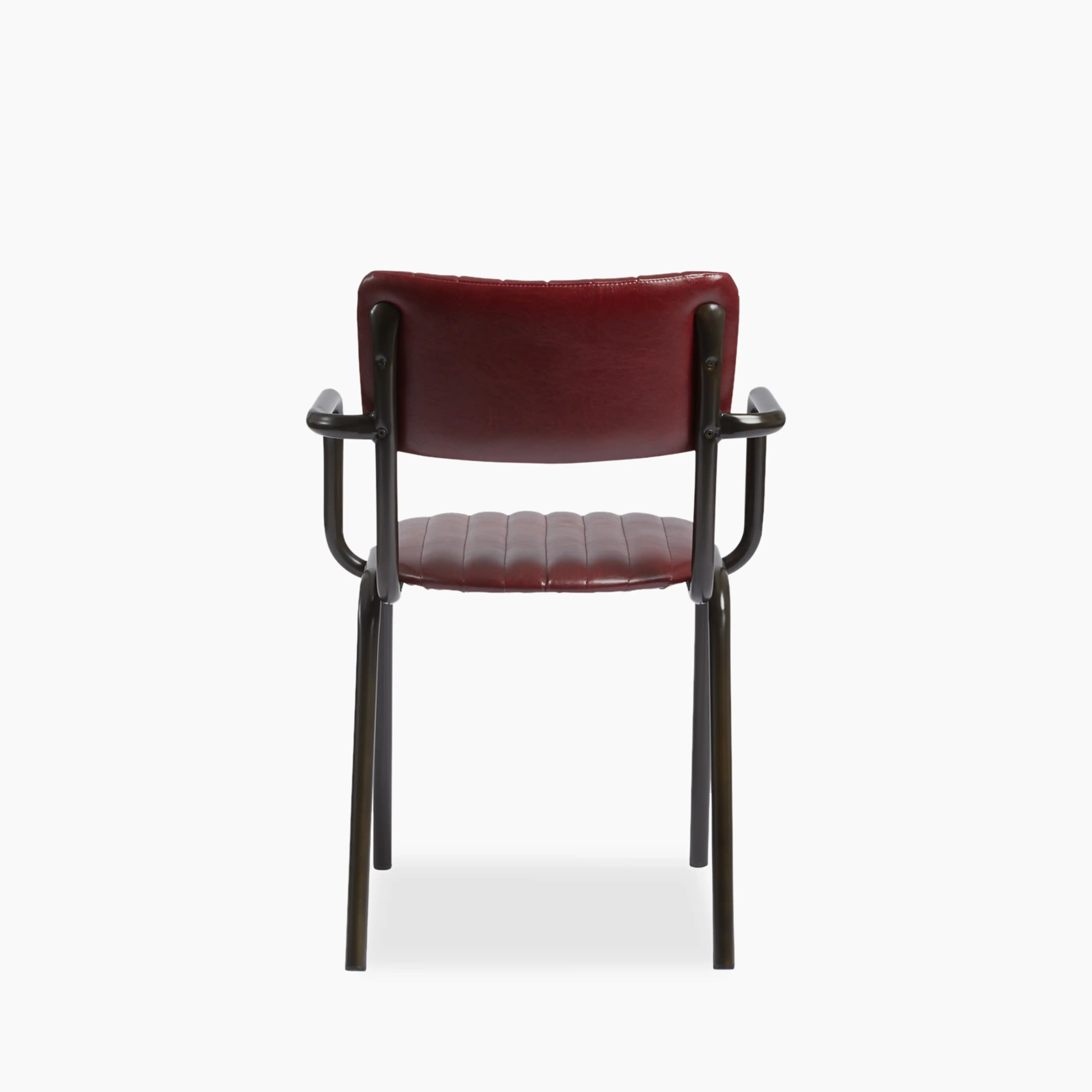 Gibson Stackable Carver Dining Chair | Vintage Red Faux Leather & Black - Image 4