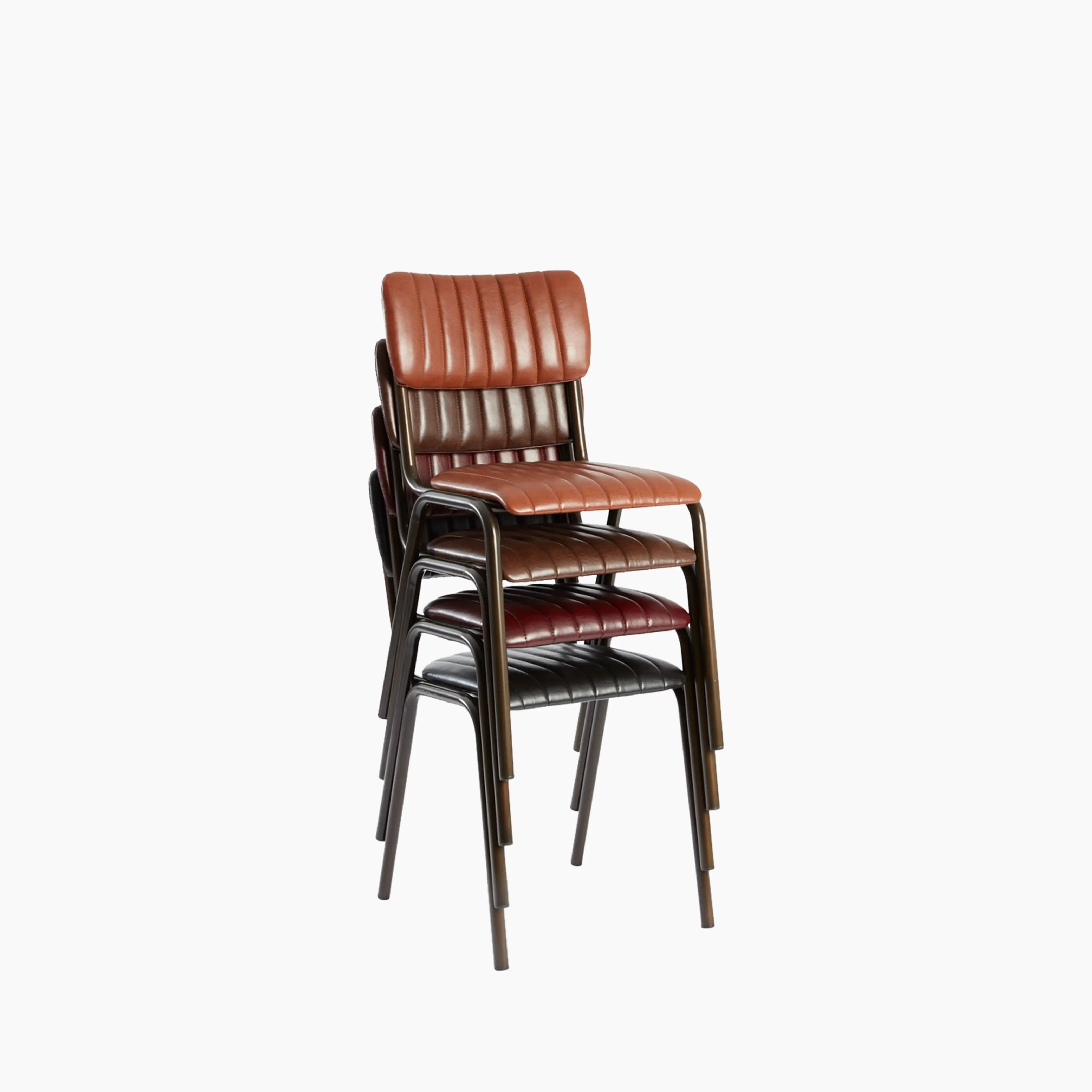 Gibson Stackable Dining Chair | Vintage Black Faux Leather & Black - Image 2