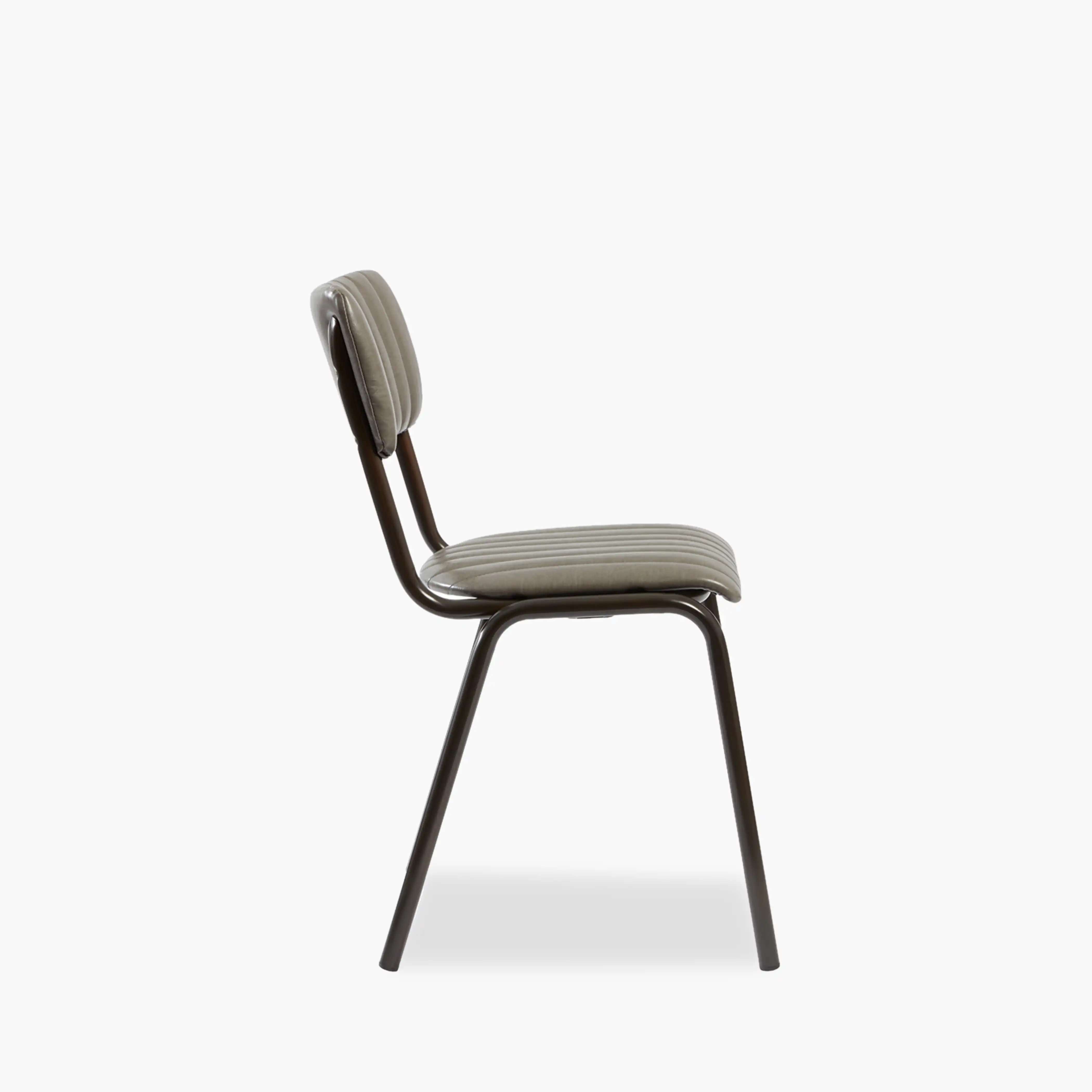 Gibson Stackable Dining Chair | Vintage Dark Grey Faux Leather & Black - Image 3