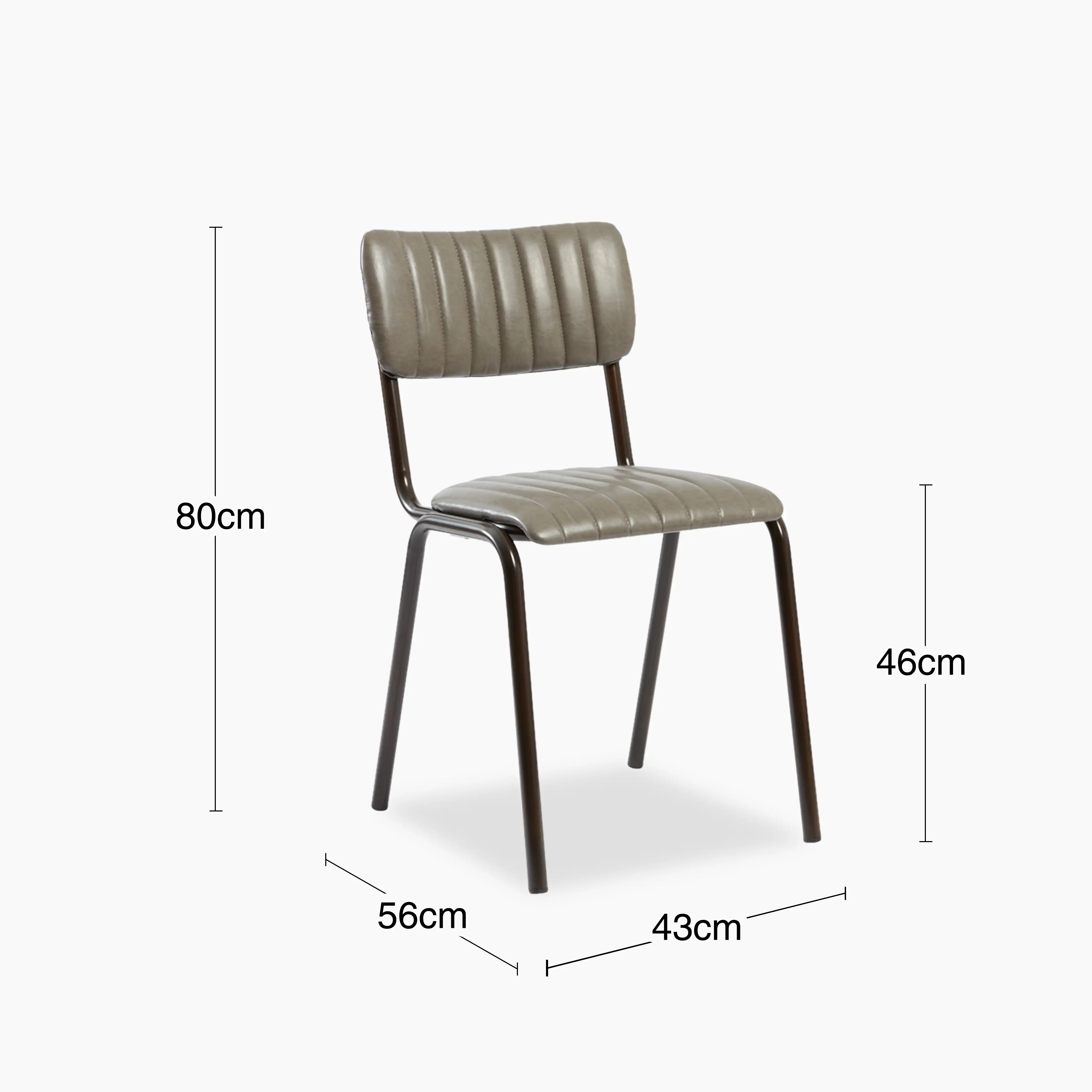 Gibson Stackable Dining Chair | Vintage Dark Grey Faux Leather & Black - Image 5
