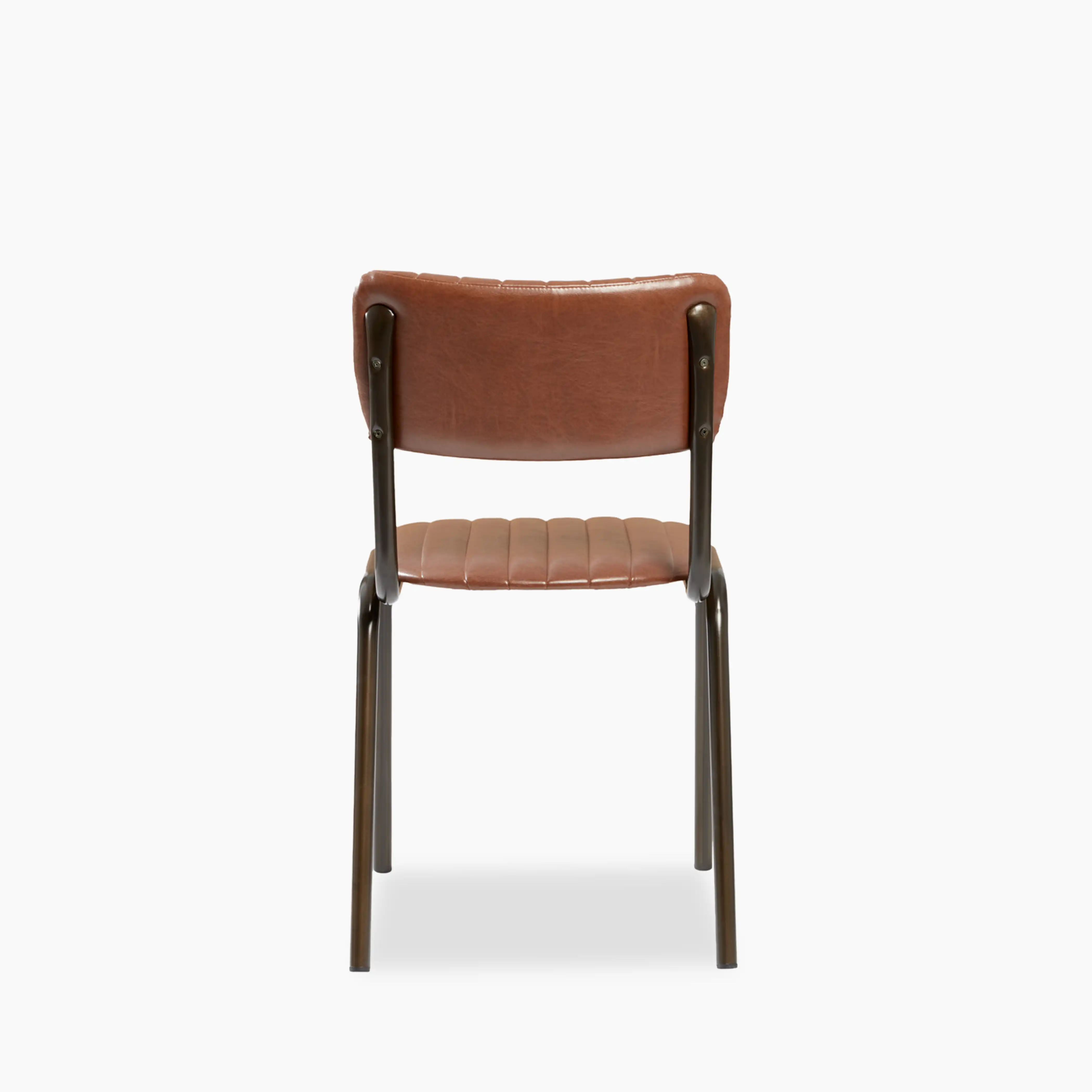 Gibson Stackable Dining Chair | Vintage Tan Faux Leather & Black - Image 4