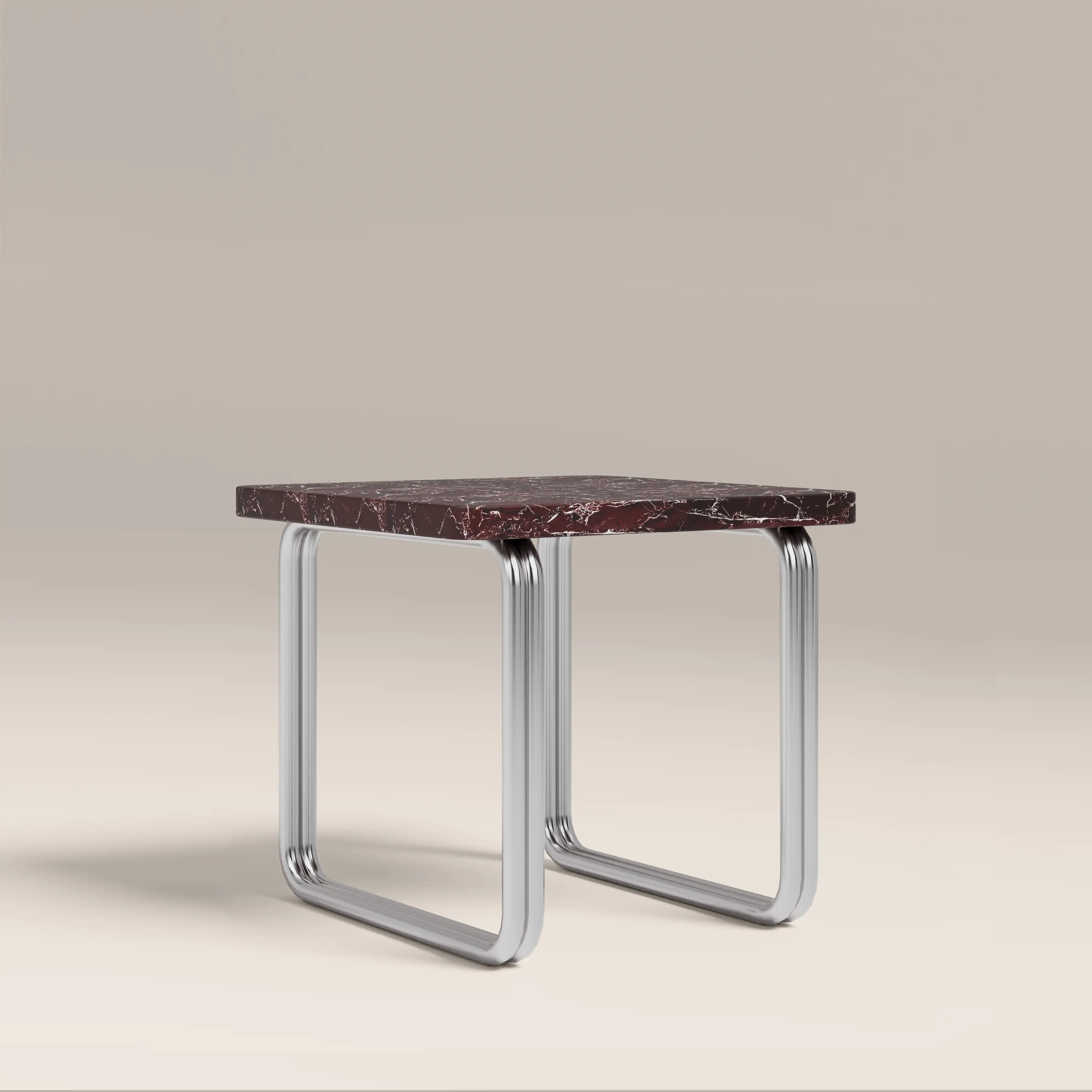 Gio Square Side Table | Burgundy Rosso Levanto Marble & Chrome - Image 3