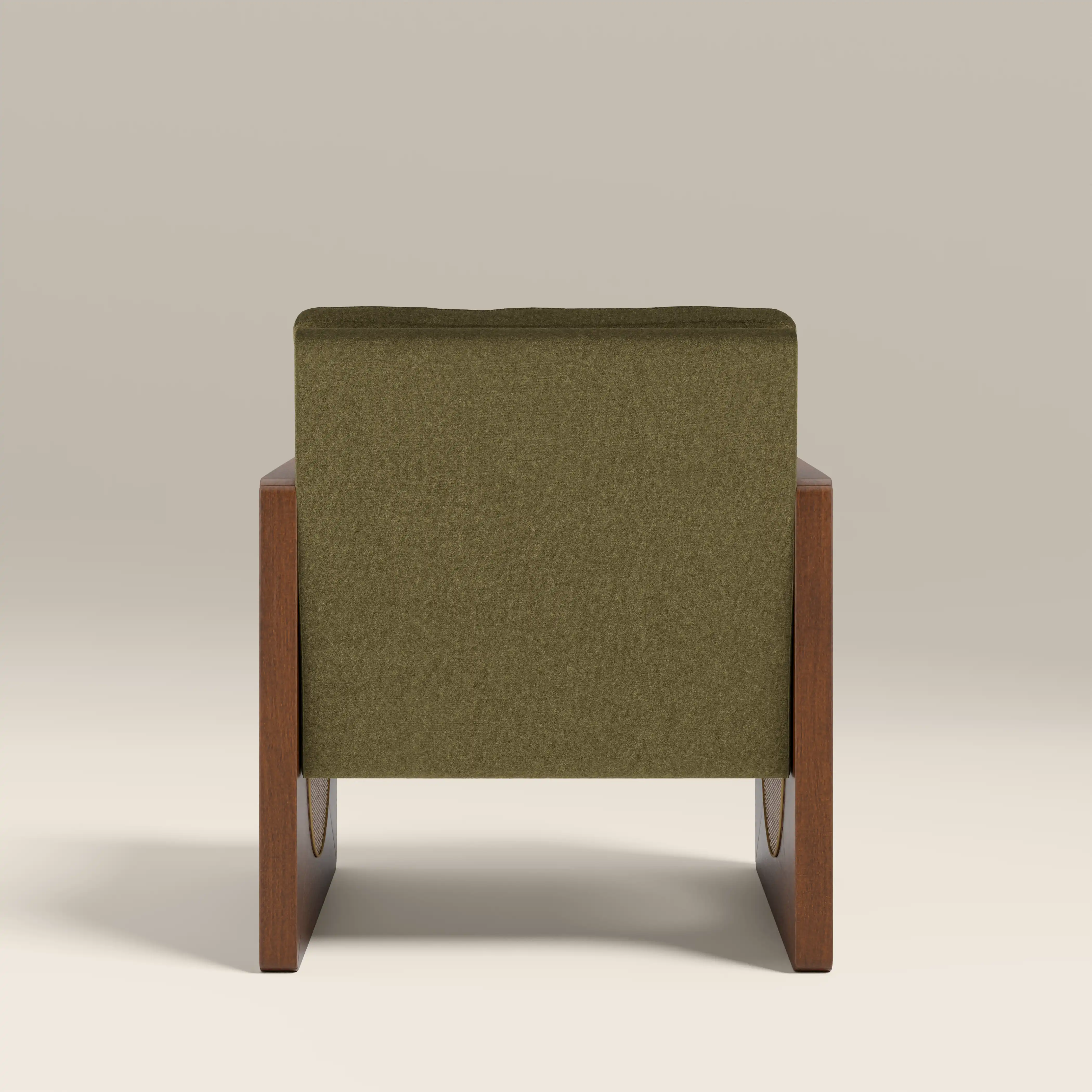 Greta Accent Chair | Moss Green Sustainable Mohair Velvet & Walnut - Image 6