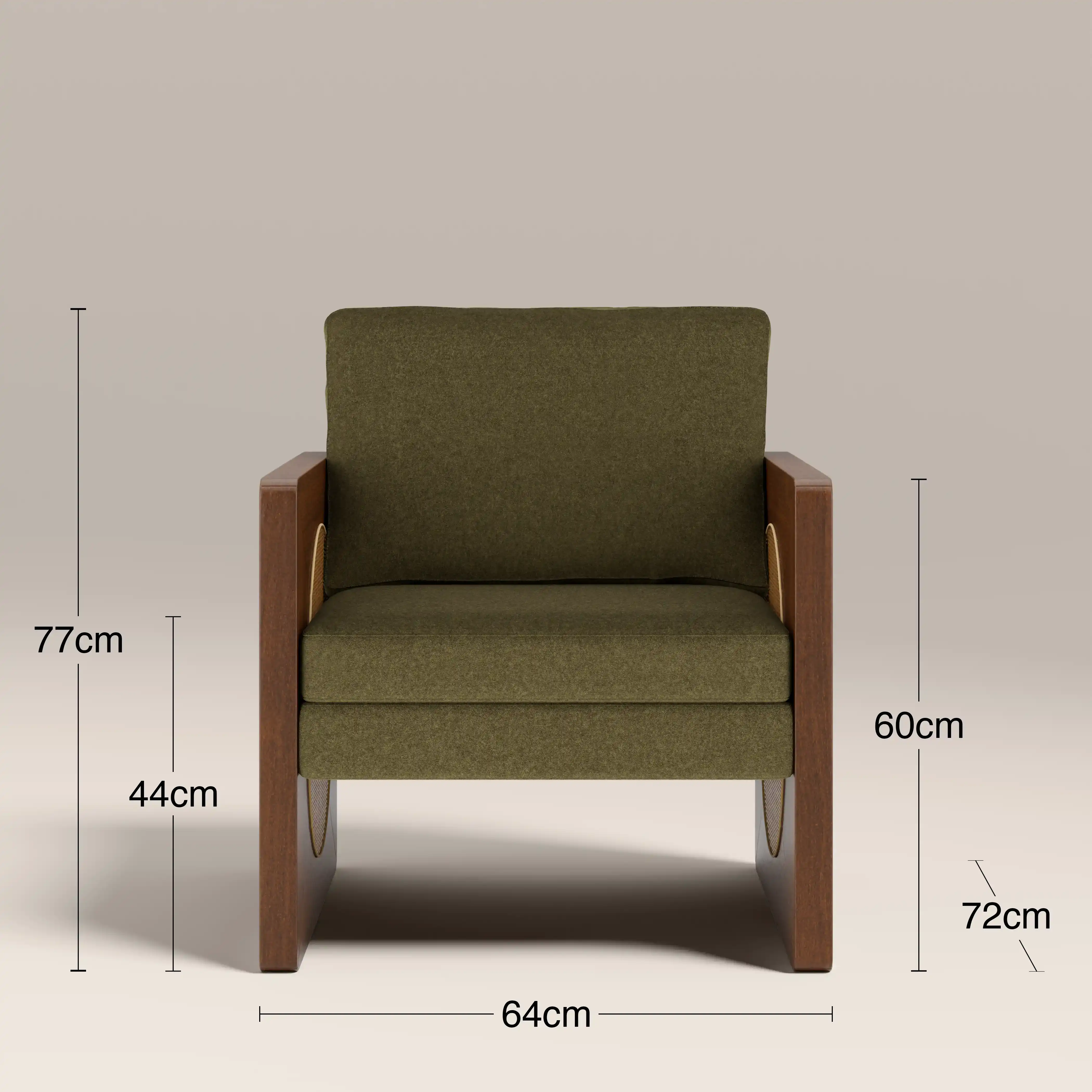Greta Accent Chair | Moss Green Sustainable Mohair Velvet & Walnut - Image 7