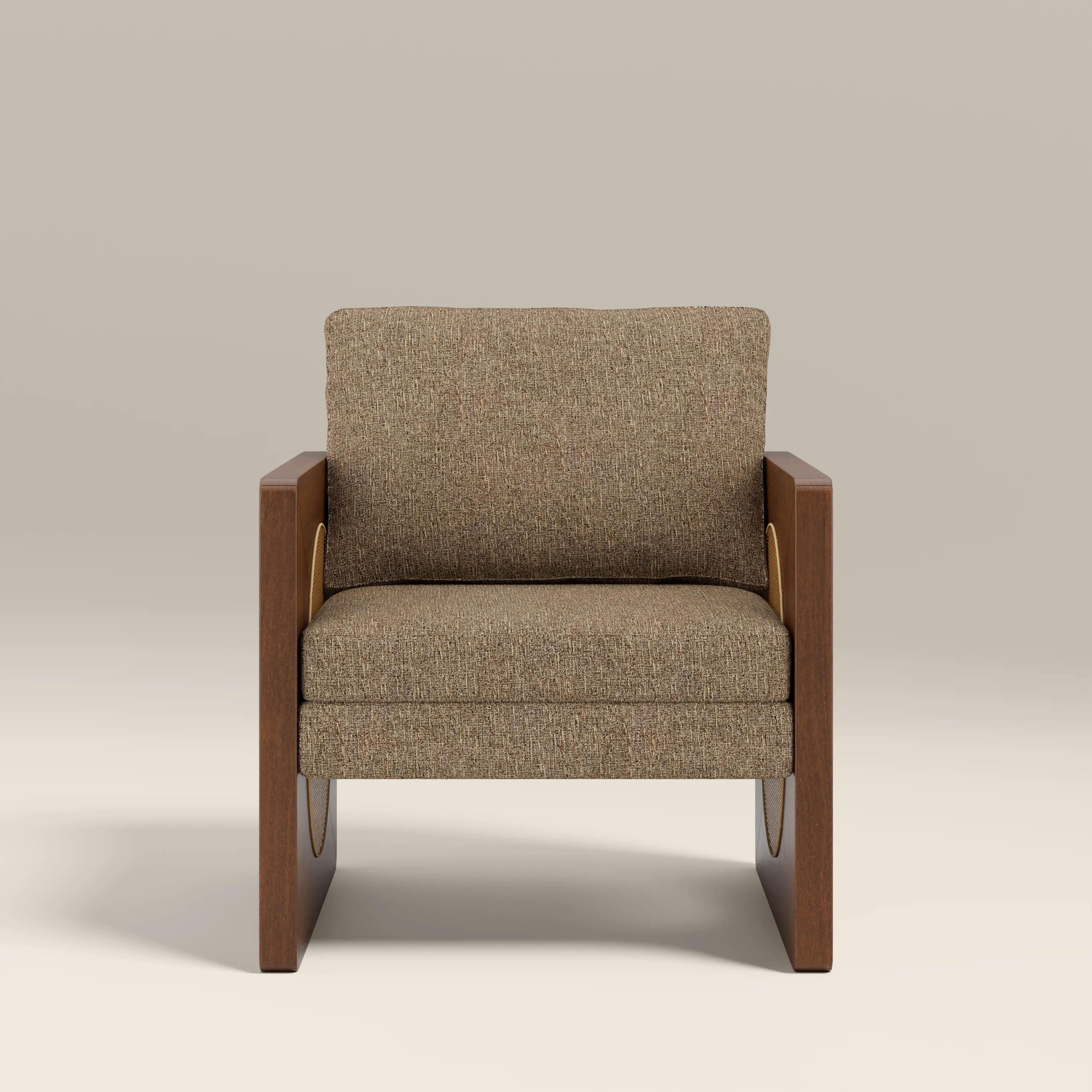 Greta Accent Chair | Speckled Cappuccino Boucle & Walnut - Image 2
