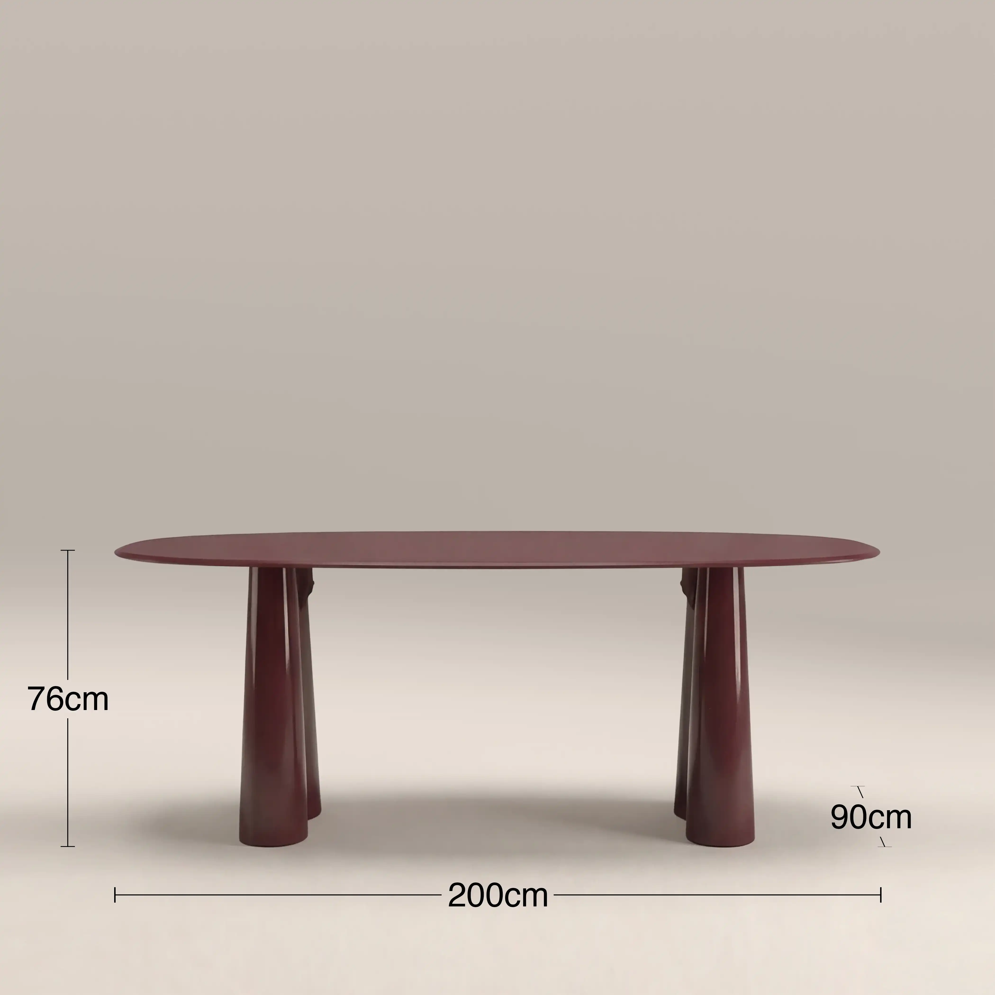 Hadley 8 Seat Oval Dining Table | Cherry Red Sandblasted Glass & High Gloss Cherry Red - Image 6