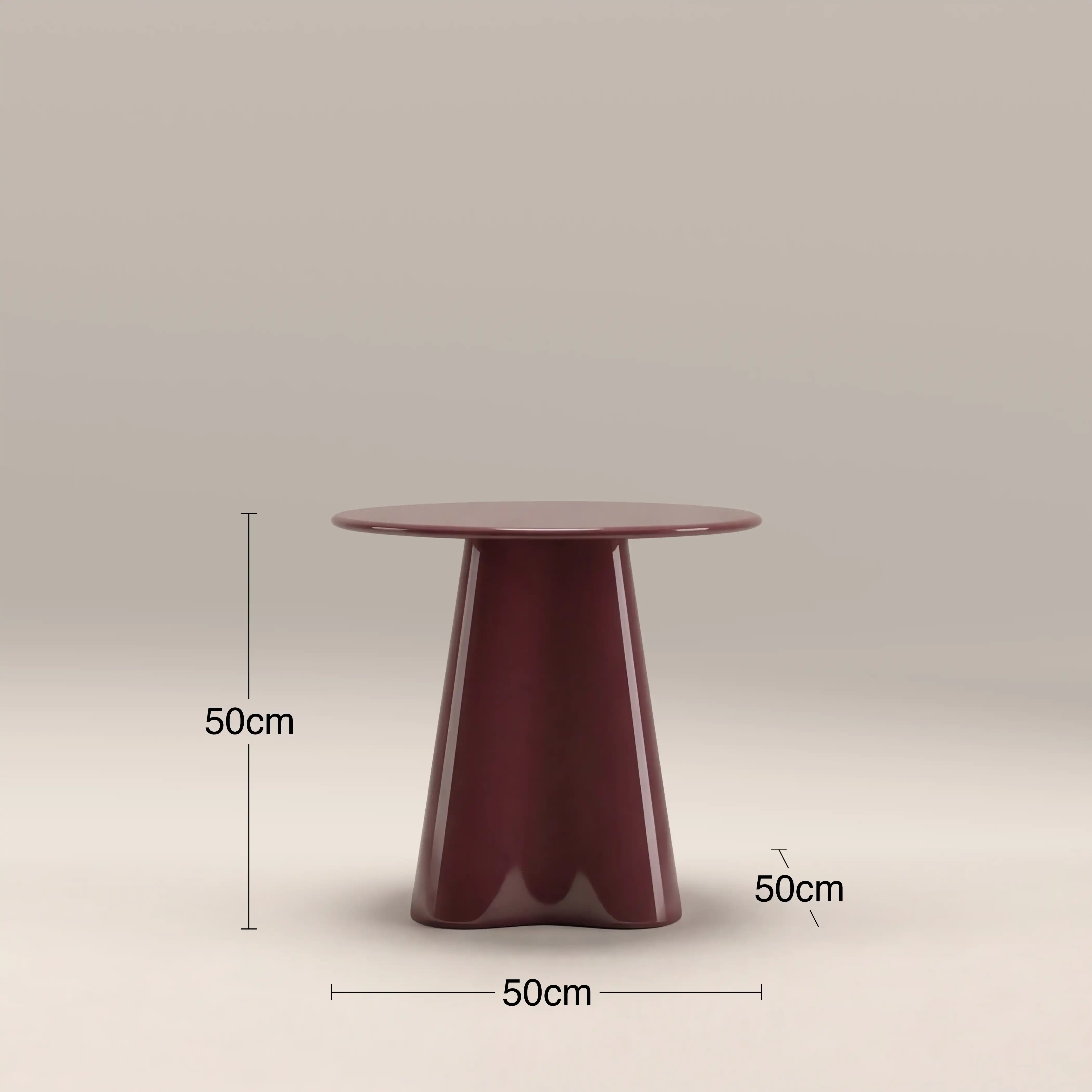 Hadley Round Side Table | Cherry Red Sandblasted Glass & High Gloss Cherry Red - Image 5