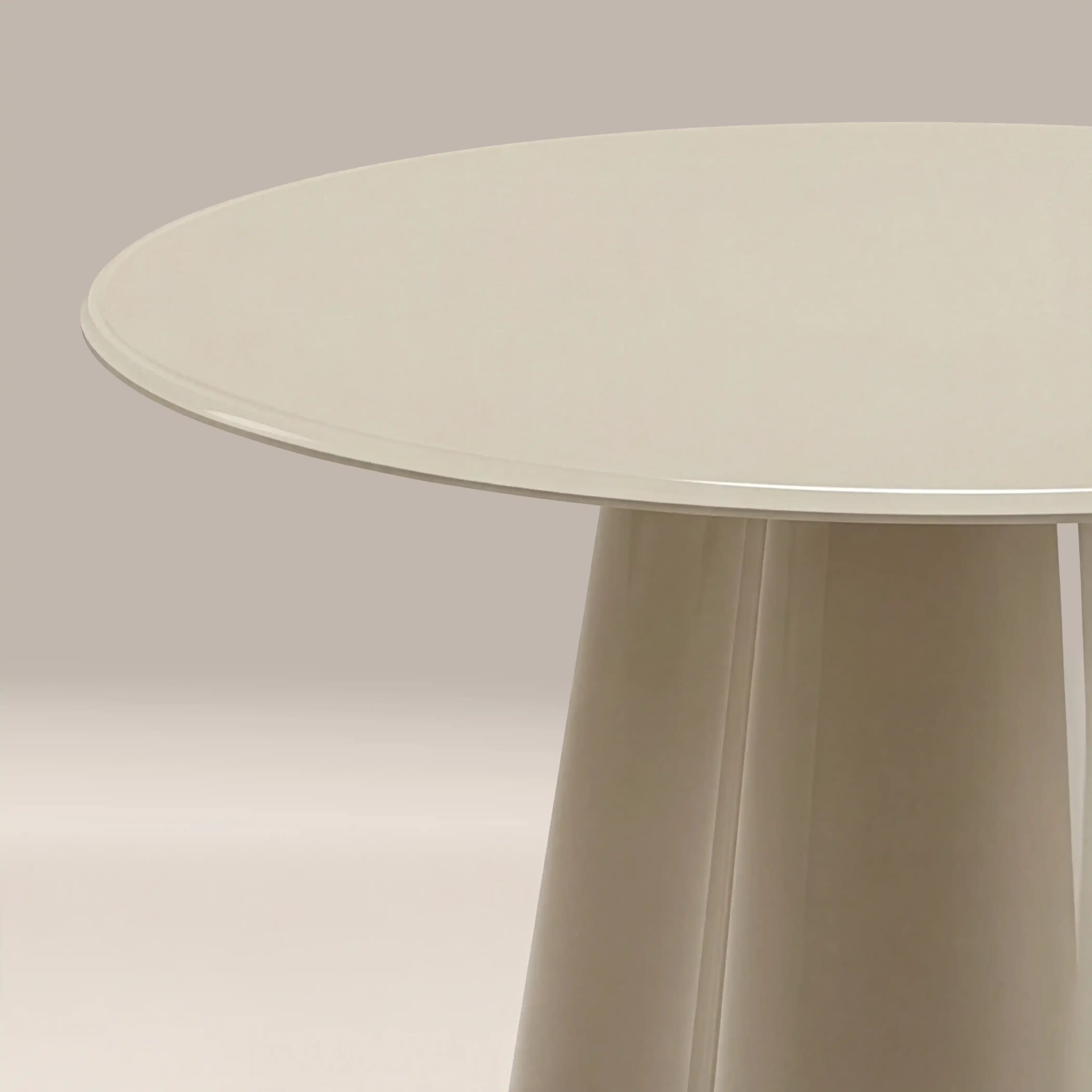 Hadley Round Side Table | Soft Ecru Sandblasted Glass & High Gloss Ecru - Image 4