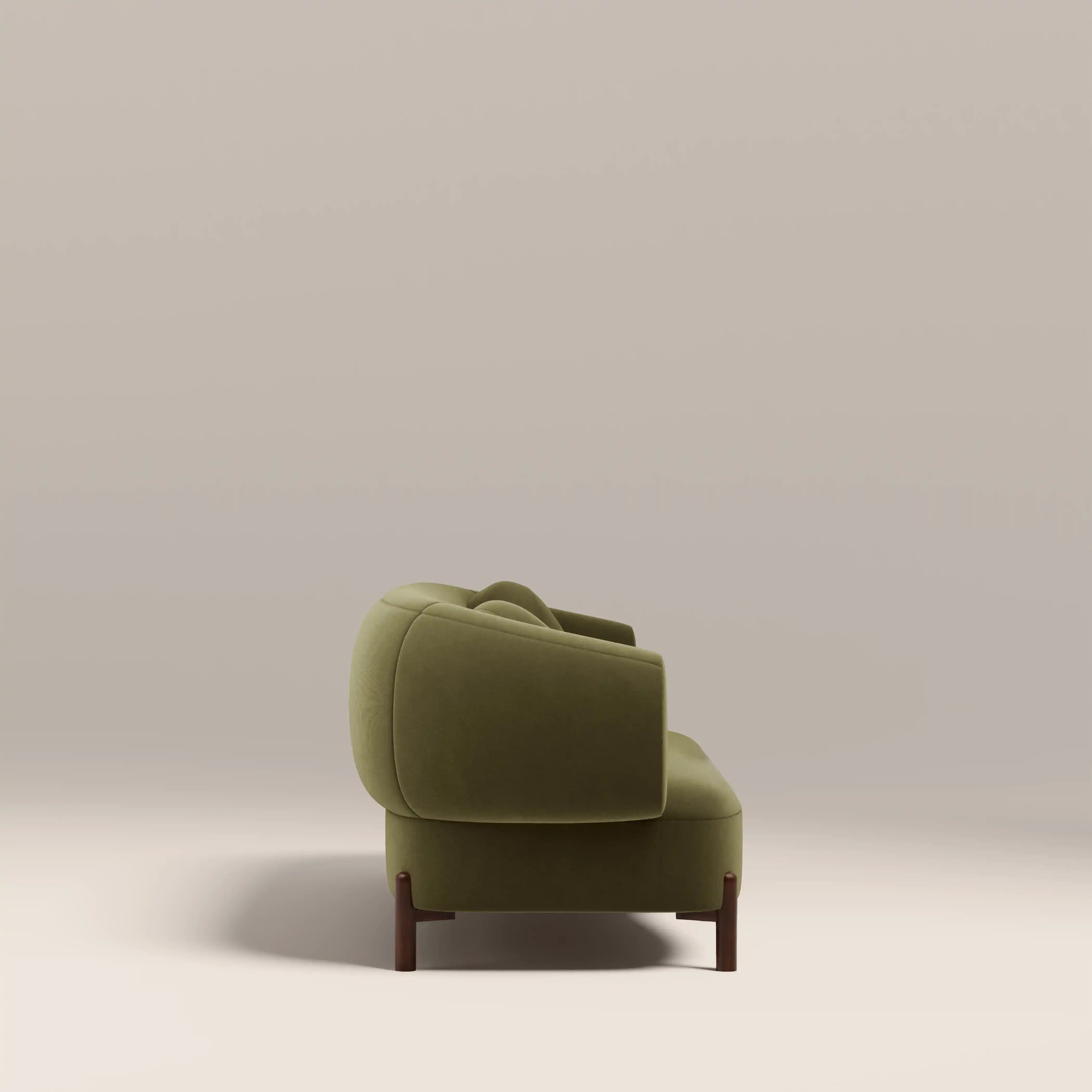 Hallfield 3 Seater Sofa | Moss Green Sustainable Mohair Velvet - Image 4