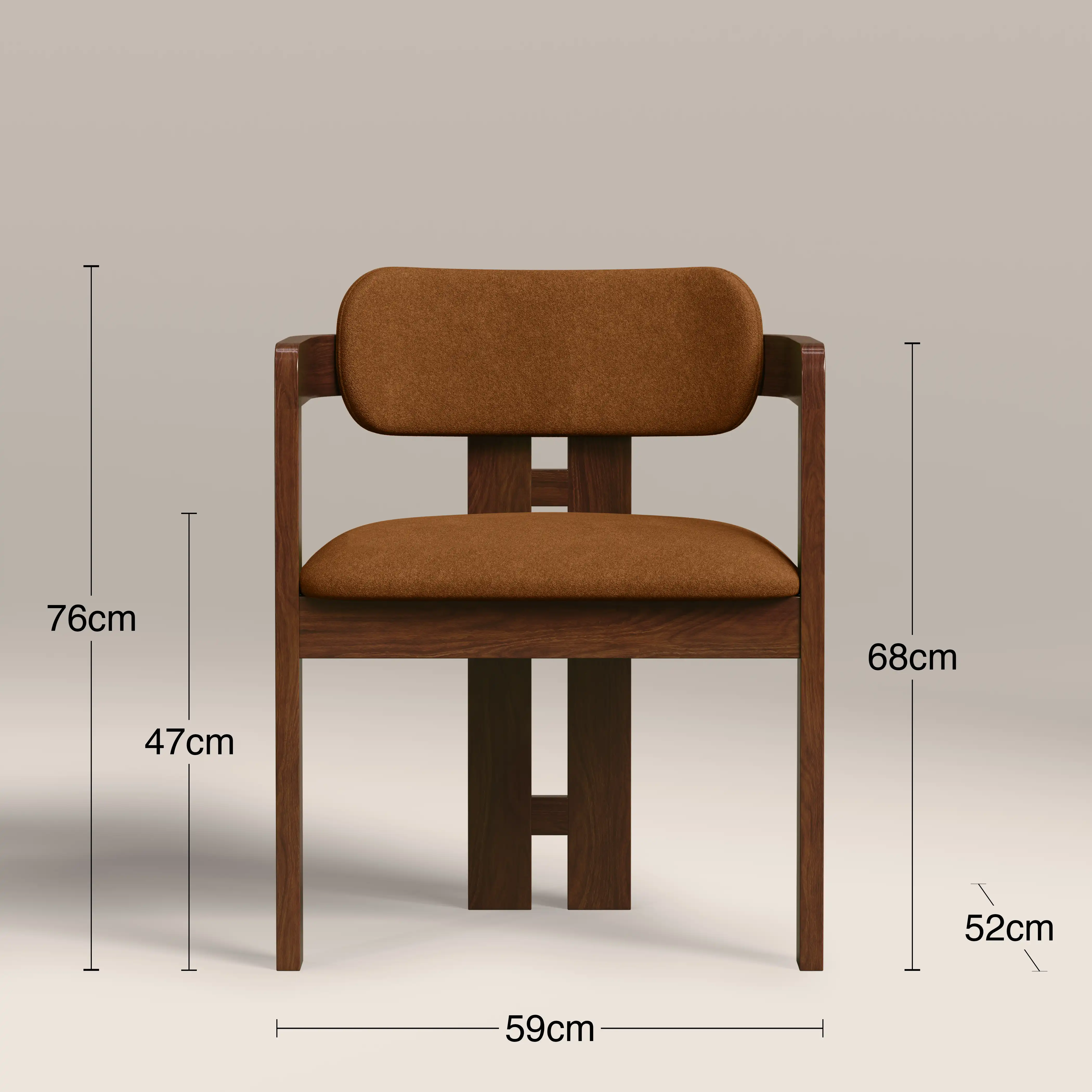 Hallie Wooden Carver Dining Chair | Caramel Brown Sustainable Mohair Velvet & Walnut - Image 8