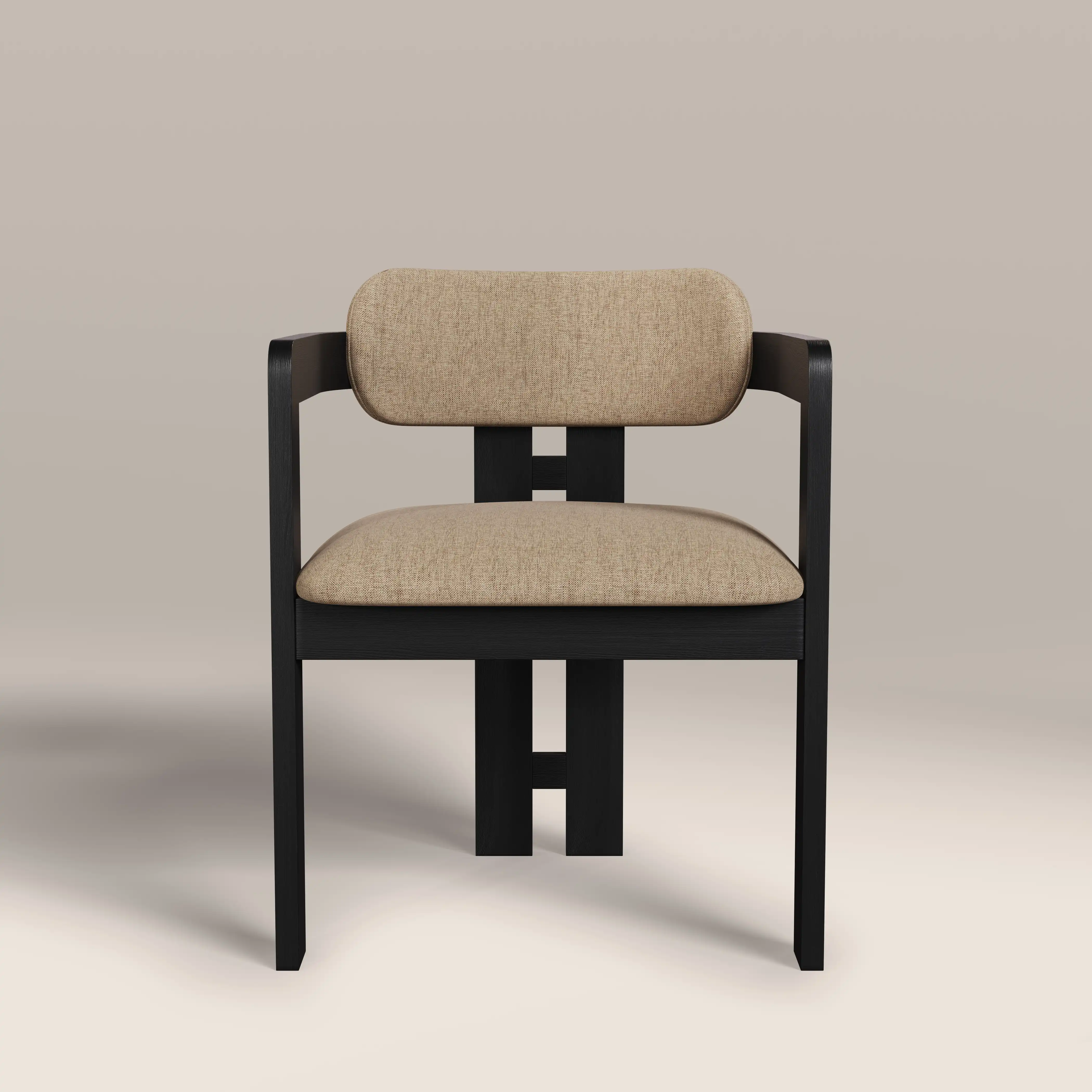 Hallie Wooden Carver Dining Chair | Latte Sustainable Fabric & Black - Image 3