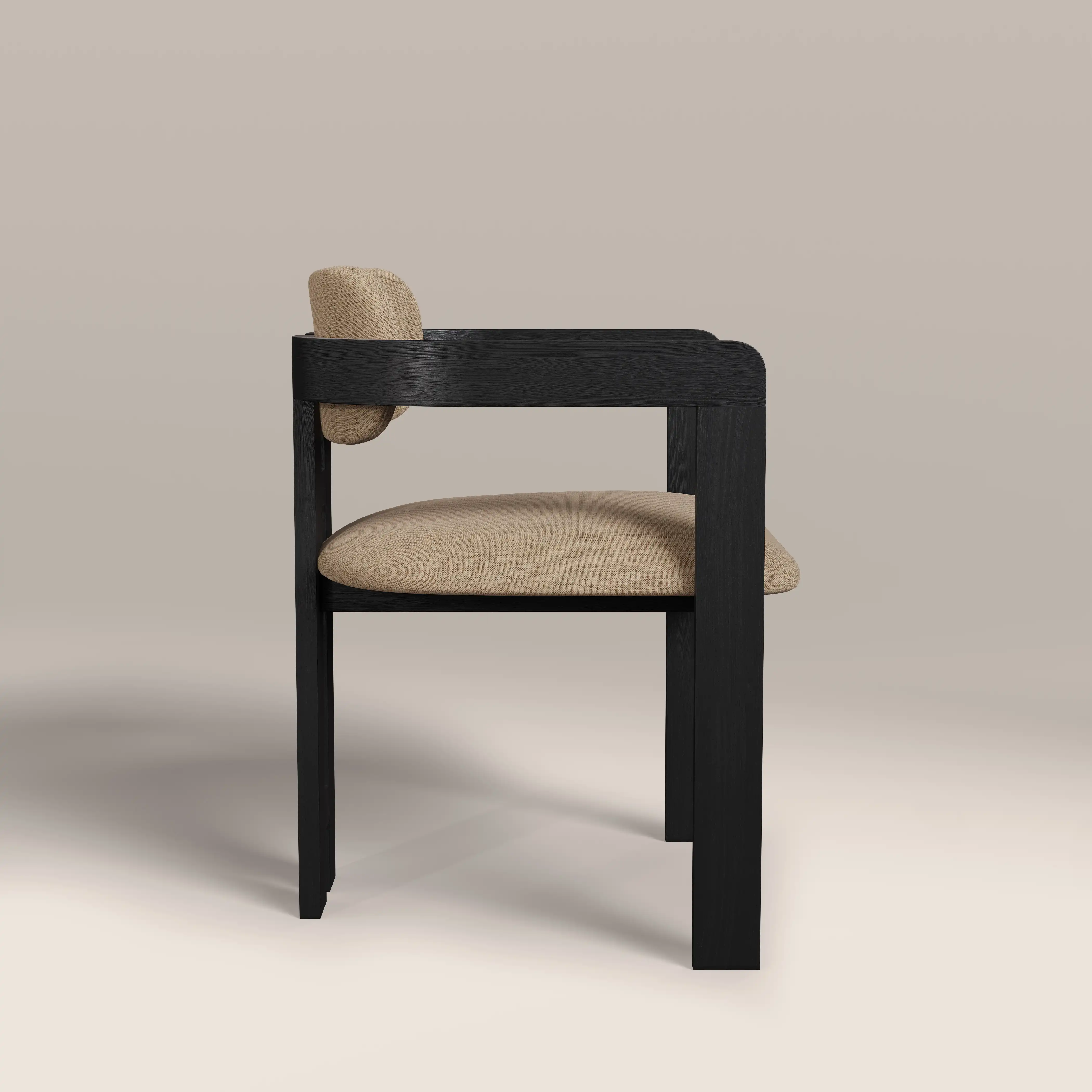 Hallie Wooden Carver Dining Chair | Latte Sustainable Fabric & Black - Image 5