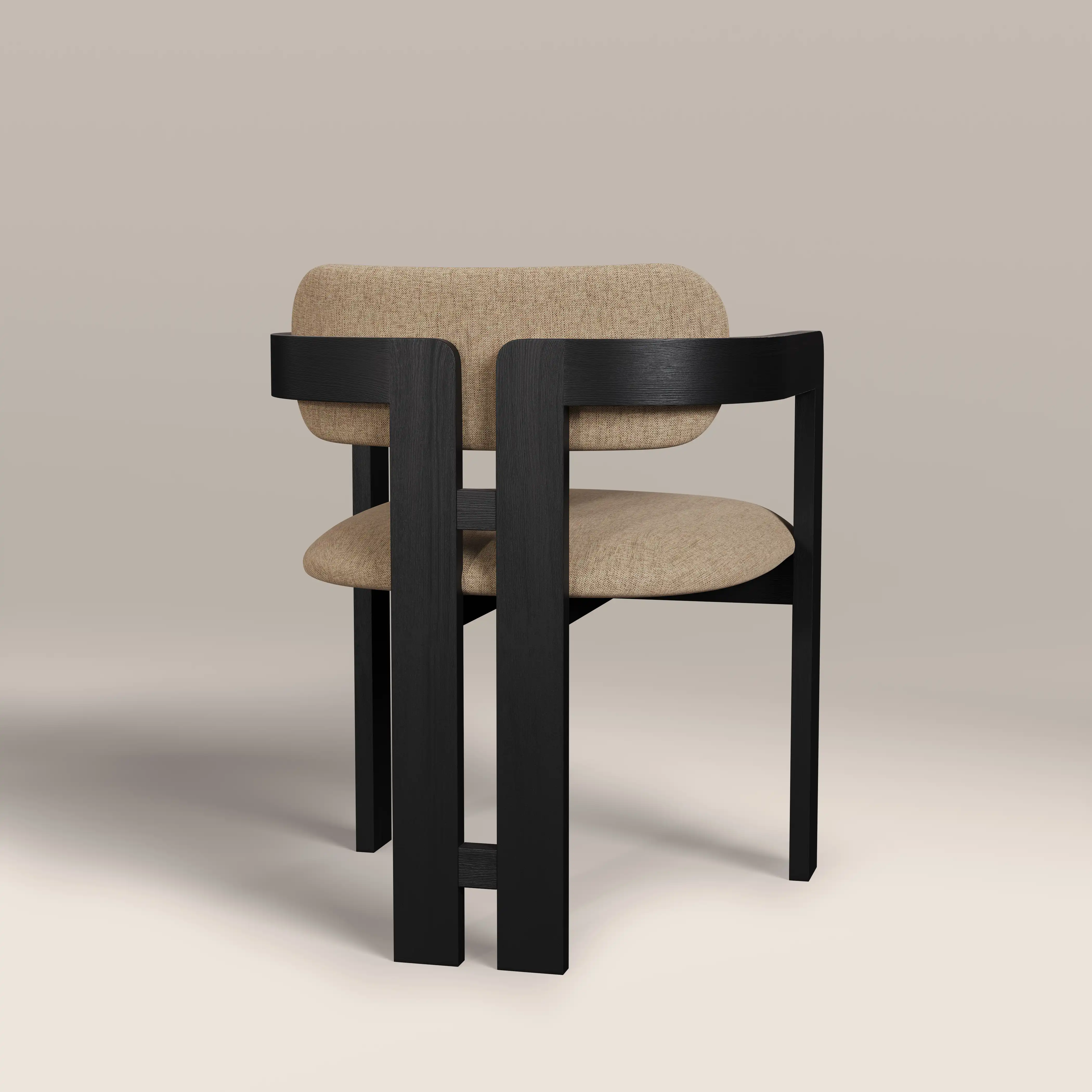 Hallie Wooden Carver Dining Chair | Latte Sustainable Fabric & Black - Image 6