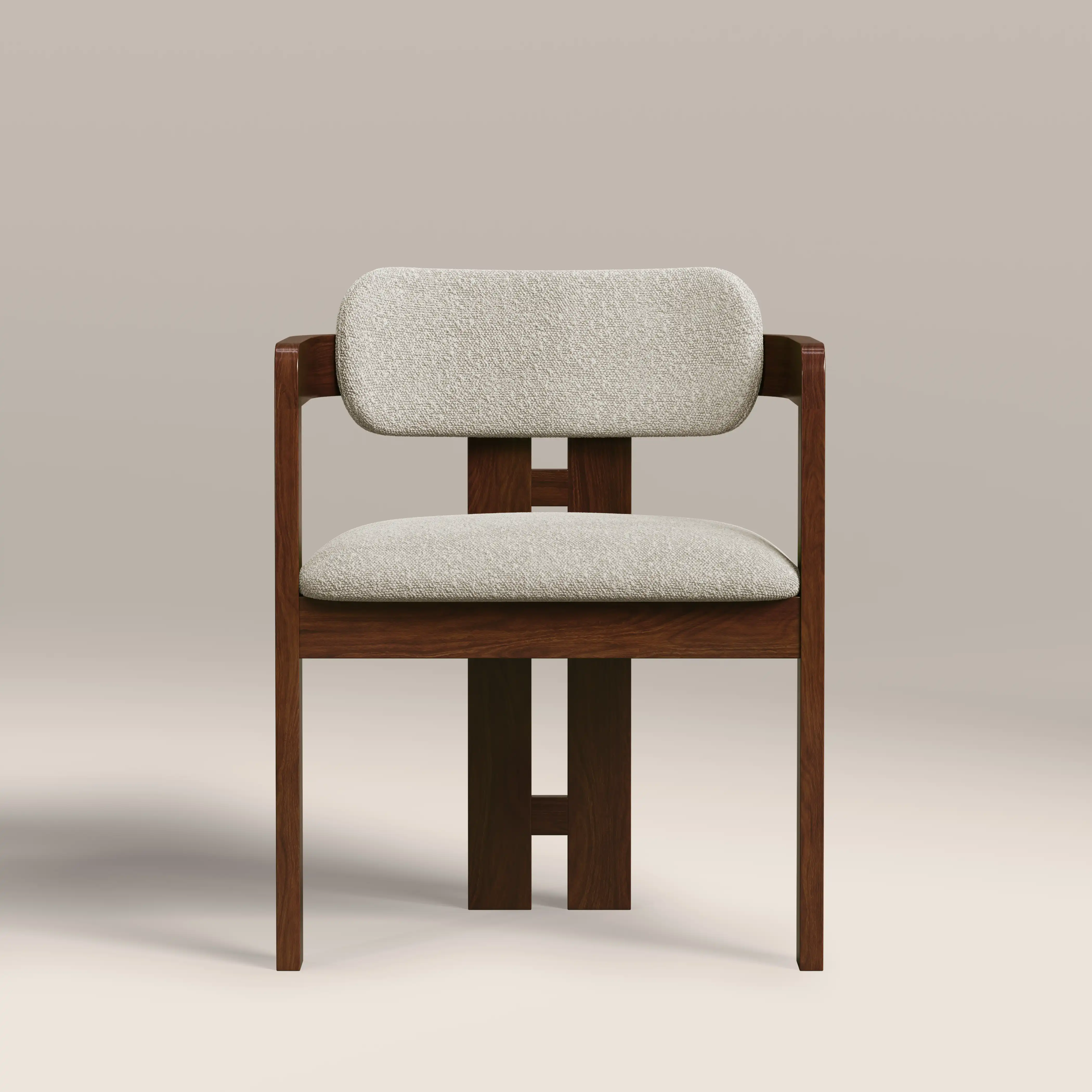 Hallie Wooden Carver Dining Chair | Speckled Stone Sustainable Boucle & Walnut - Image 4
